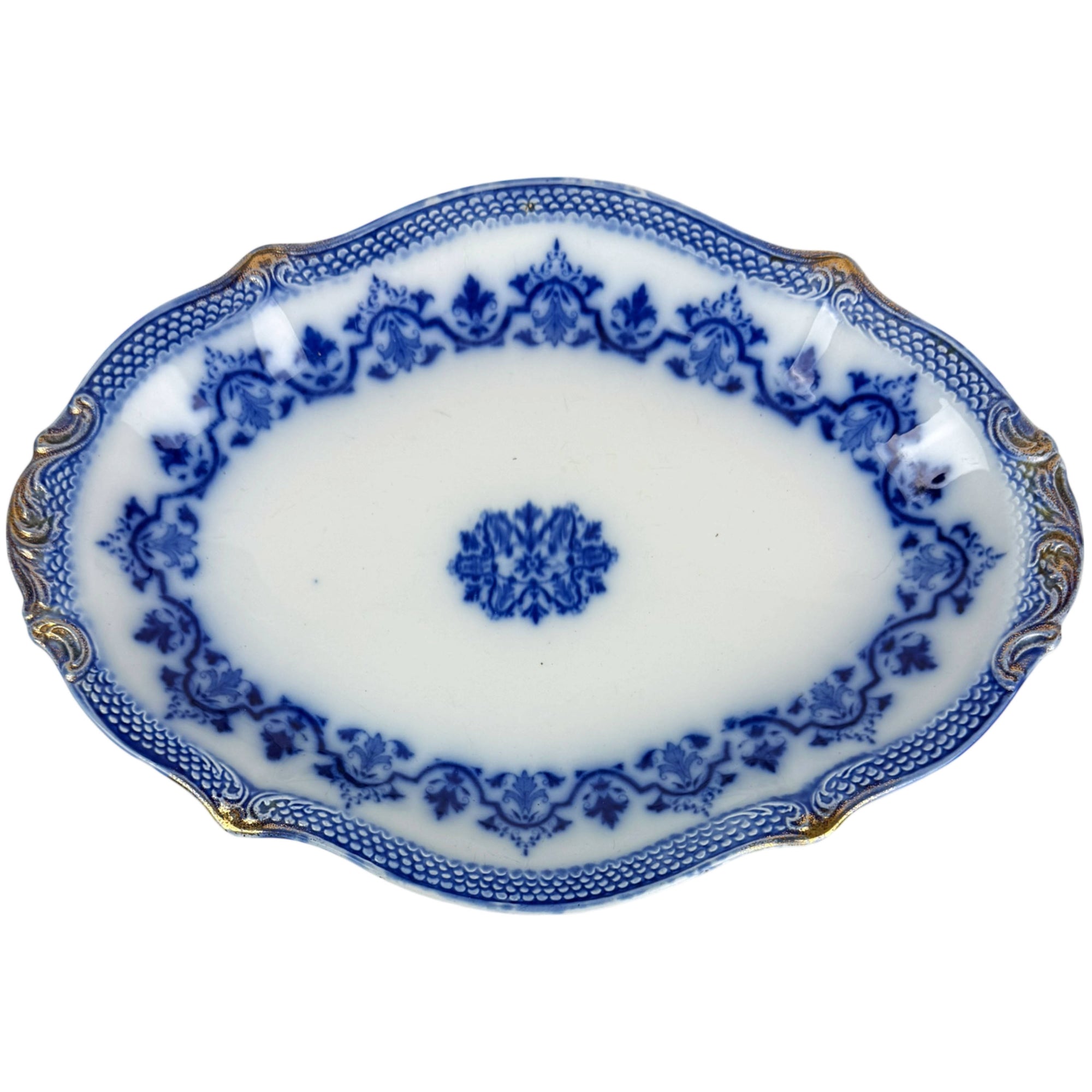Antique W.H. Grindley Celtic flow blue platter