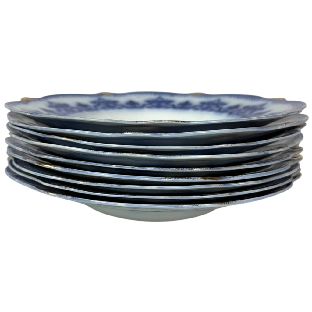 Victorian flow blue soup bowl lot by Grindley
