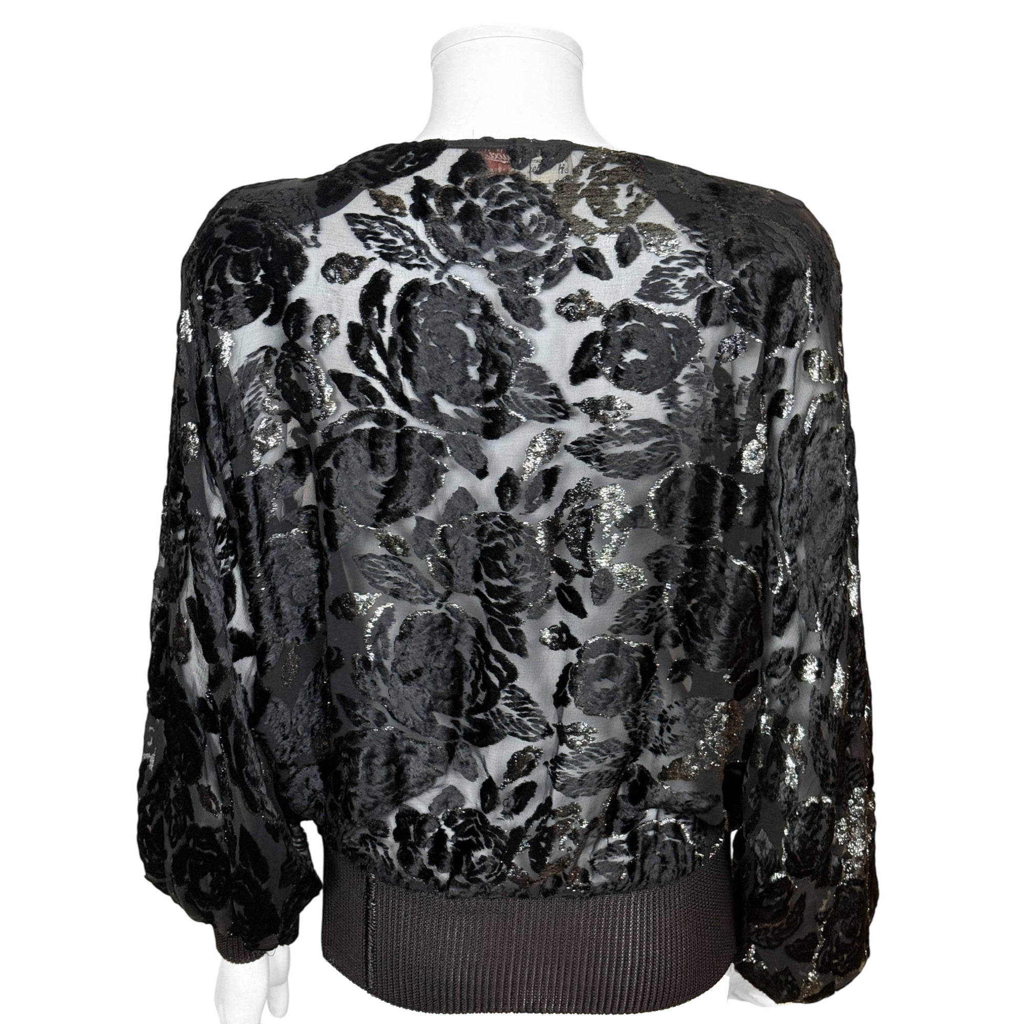 Back view Vintage 1980s Gucci Silk Blend Devore Velvet Top Made in Italy