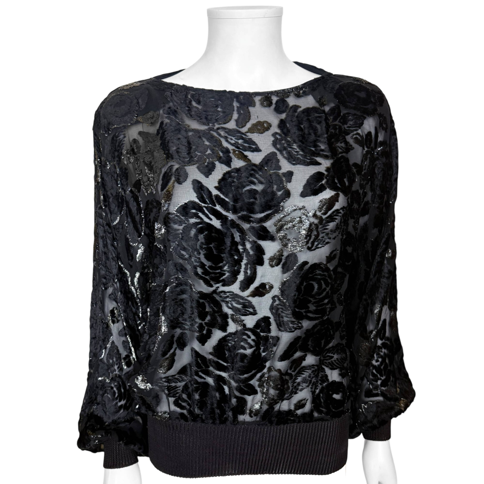 Vintage 1980s Gucci Silk Blend Devore Velvet Top Made in Italy