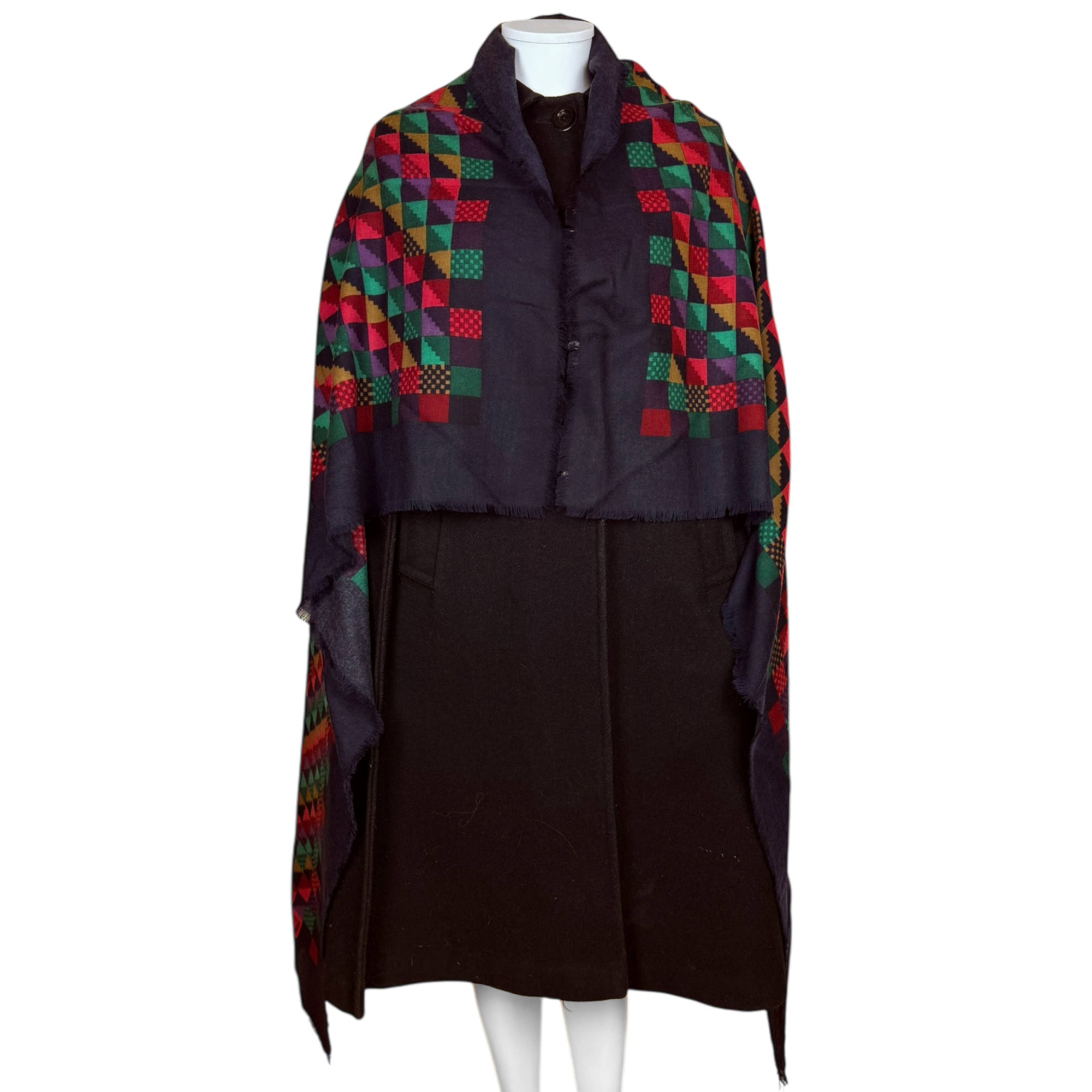 Vintage 1980s Gucci Wool Shawl Woven Large Scarf 53” by 56”