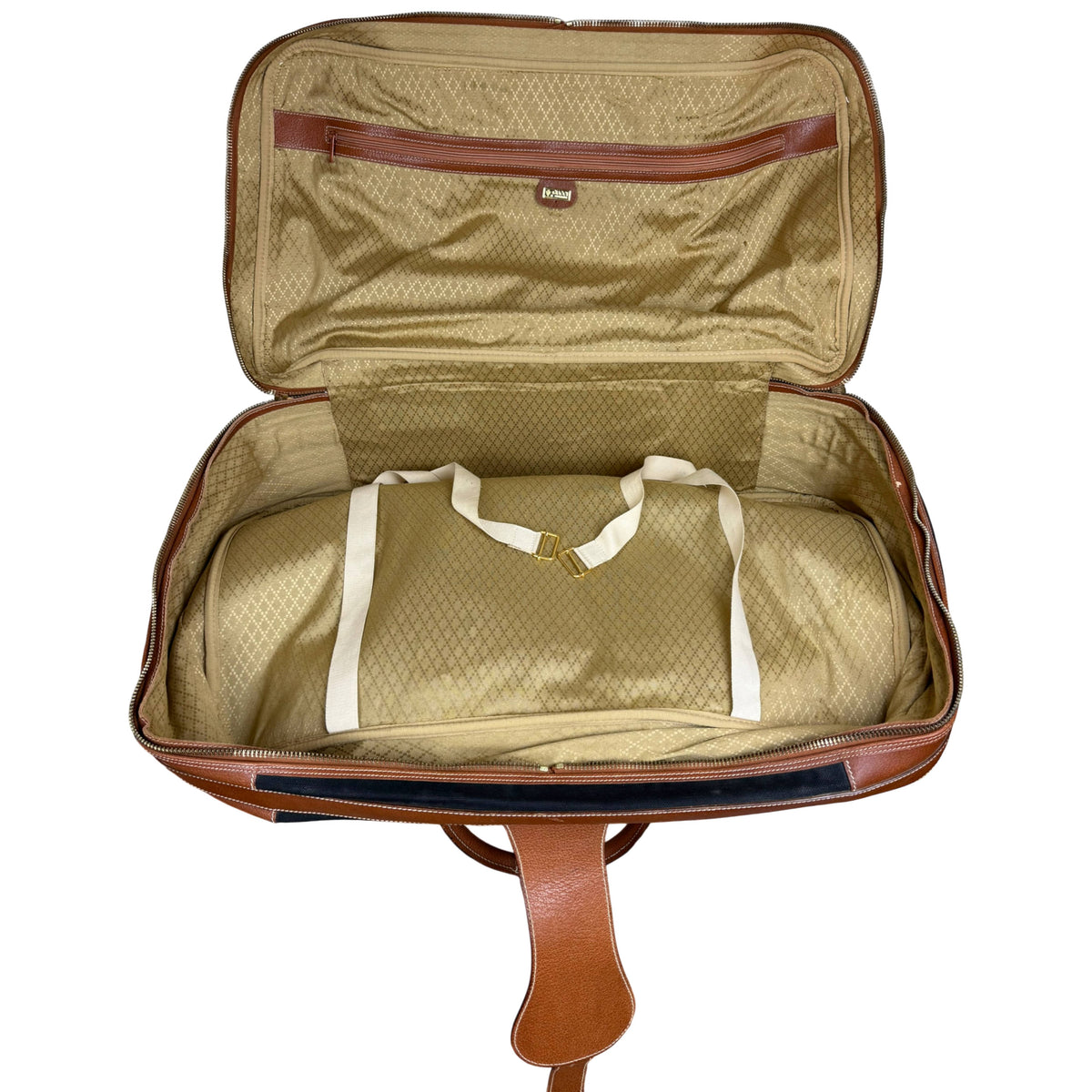 Vintage Gucci suitcase beige fitted interior with zip pocket