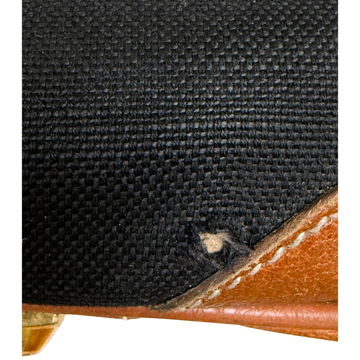 Vintage Gucci suitcase tiny hole in black canvas detail