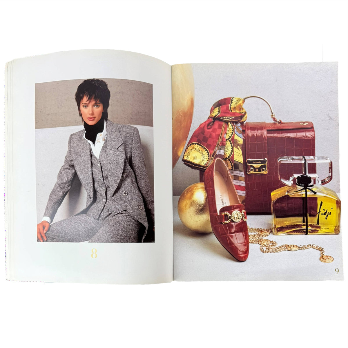 Guy Laroche 1993-94 grey suit and accessories lookbook pages