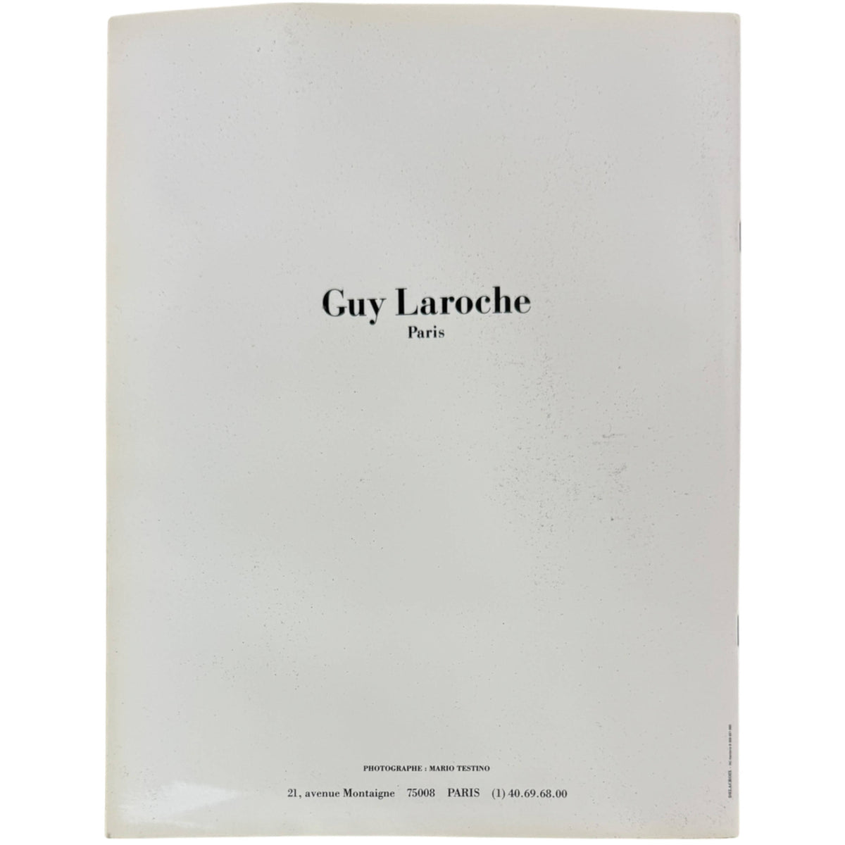 Guy Laroche 1993-94 lookbook back cover Mario Testino photographer credit