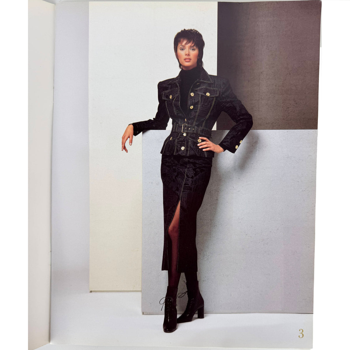 Guy Laroche Fall Winter 1993-94 black denim jacket and skirt