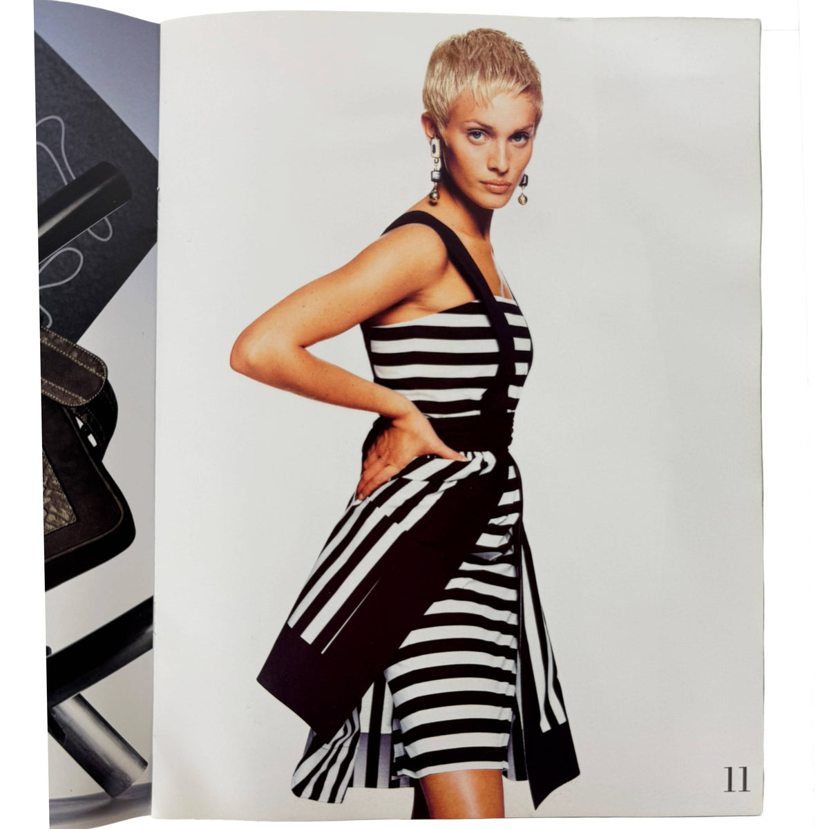 Guy Laroche 1994 black and white striped dress fashion photograph