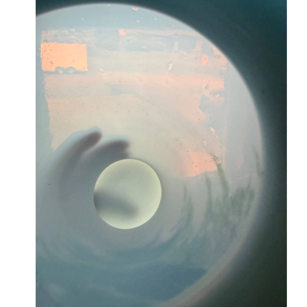 Backlit view demonstrating opalescent glass effect