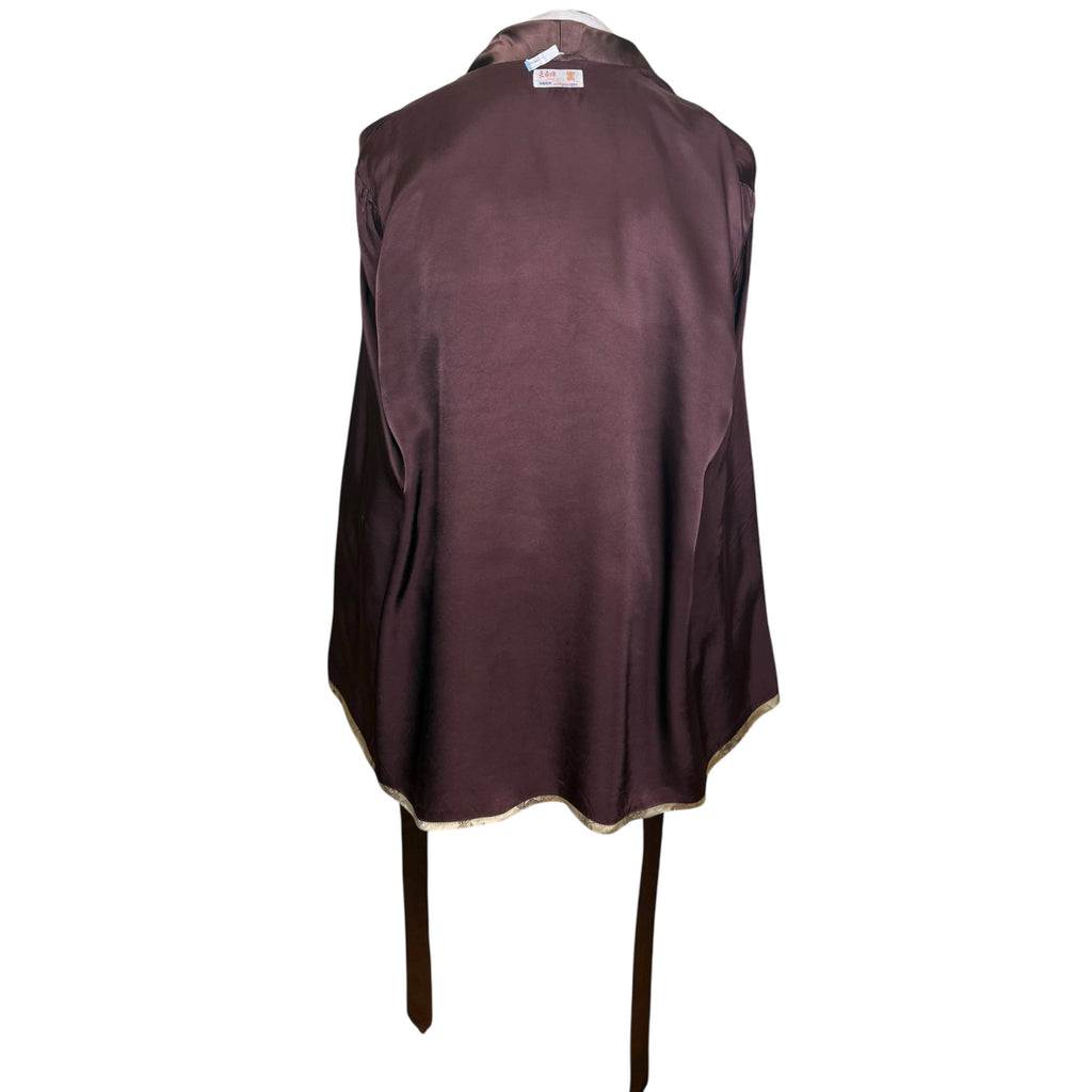 Vintage Smoking Jacket Gold Satin Longevity Brand Hangzhou China Size L XL