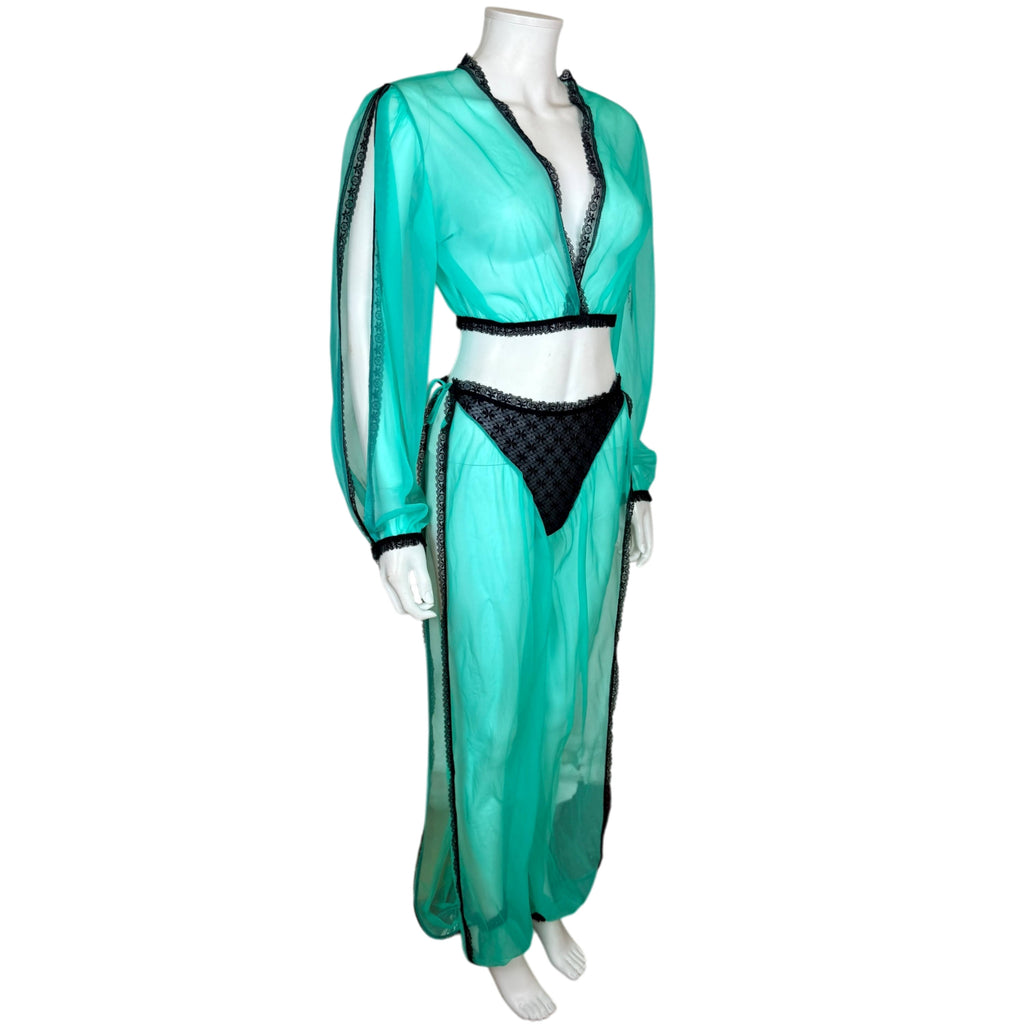 Vintage 1970s Lingerie Set Harem-Inspired Sheer Nylon 1 Size