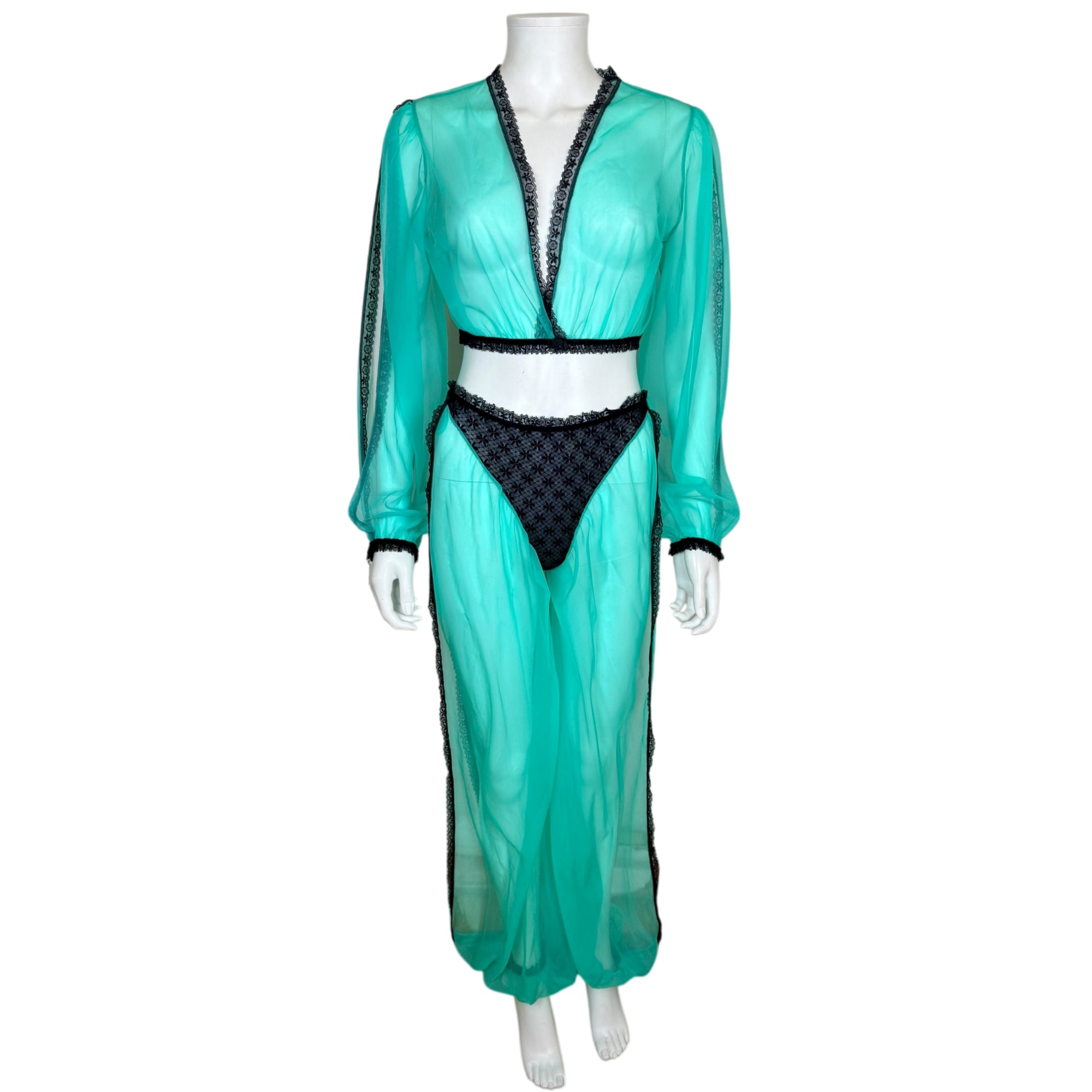 Vintage 1970s Lingerie Set Harem-Inspired Sheer Nylon 1 Size