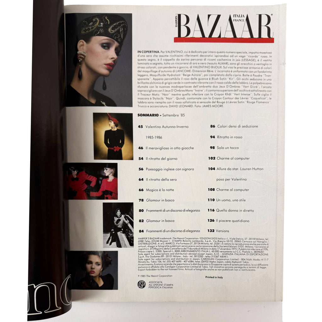 content page Harper's Bazaar Italia France Special Valentino Issue 1985