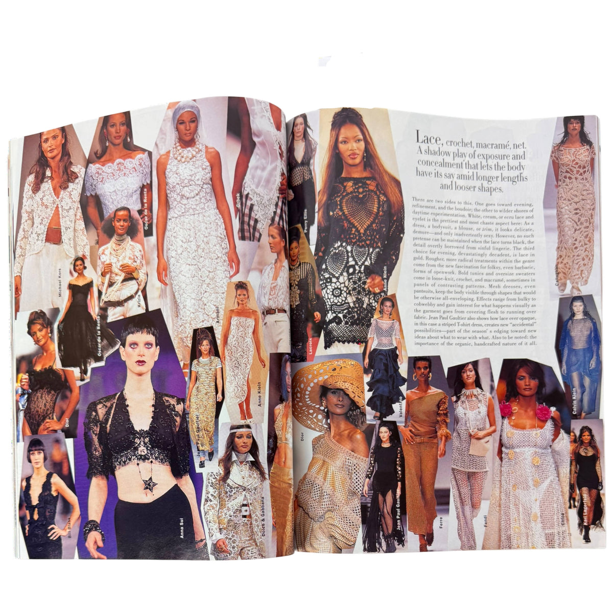 Harper's Bazaar January 1993 lace crochet spring fashion runway