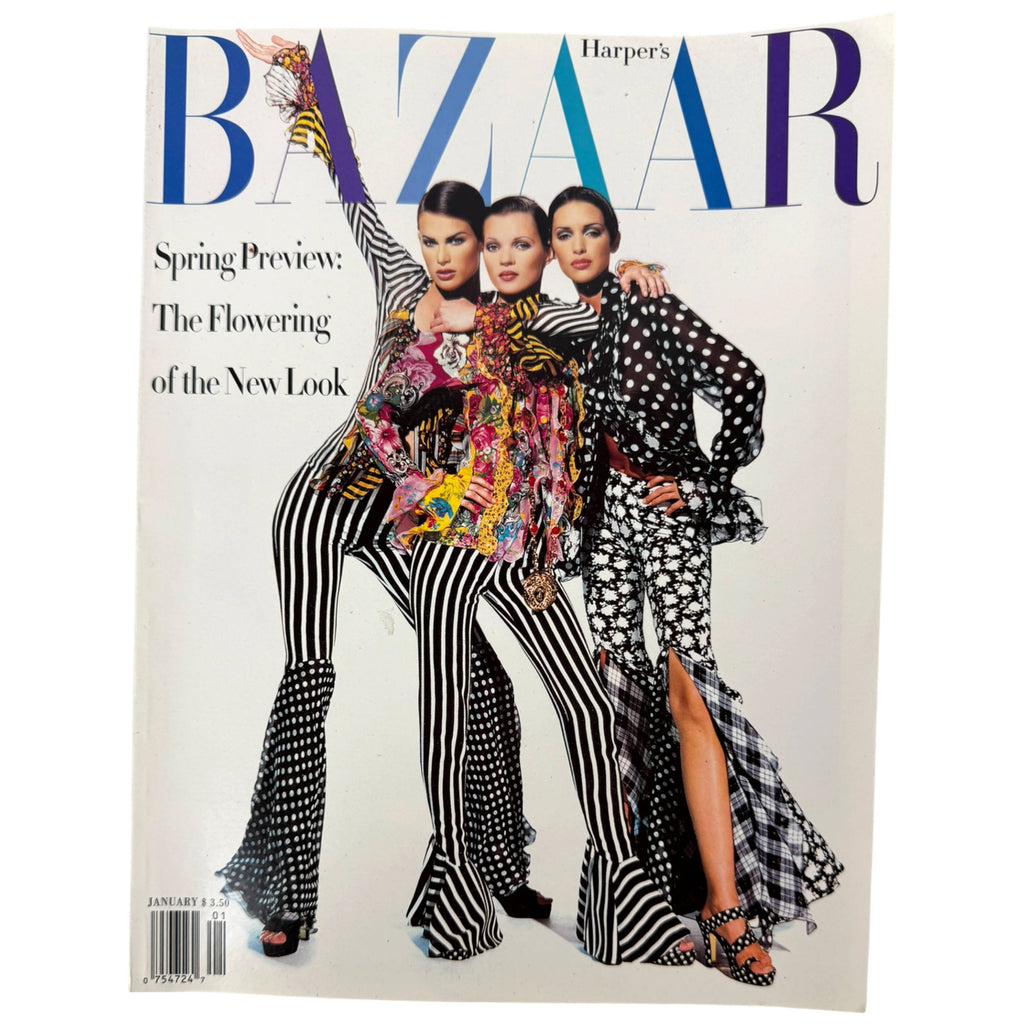 Vintage Harper's Bazaar January 1993 Kate Moss Peter Lindbergh Versace cover