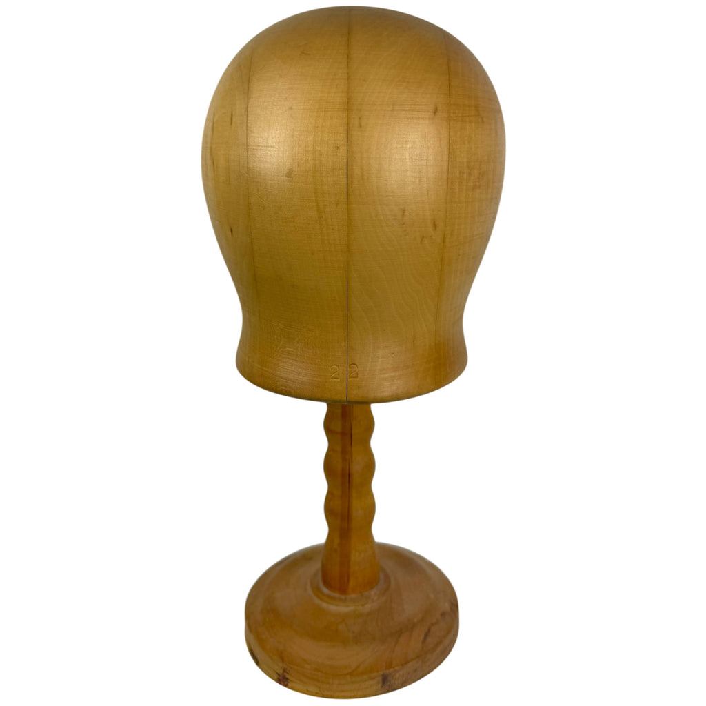 Vintage hat maker's wooden block and display stand