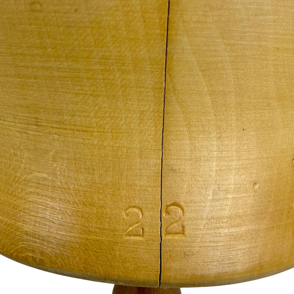 size 22 circumference impressed on vintage hat block