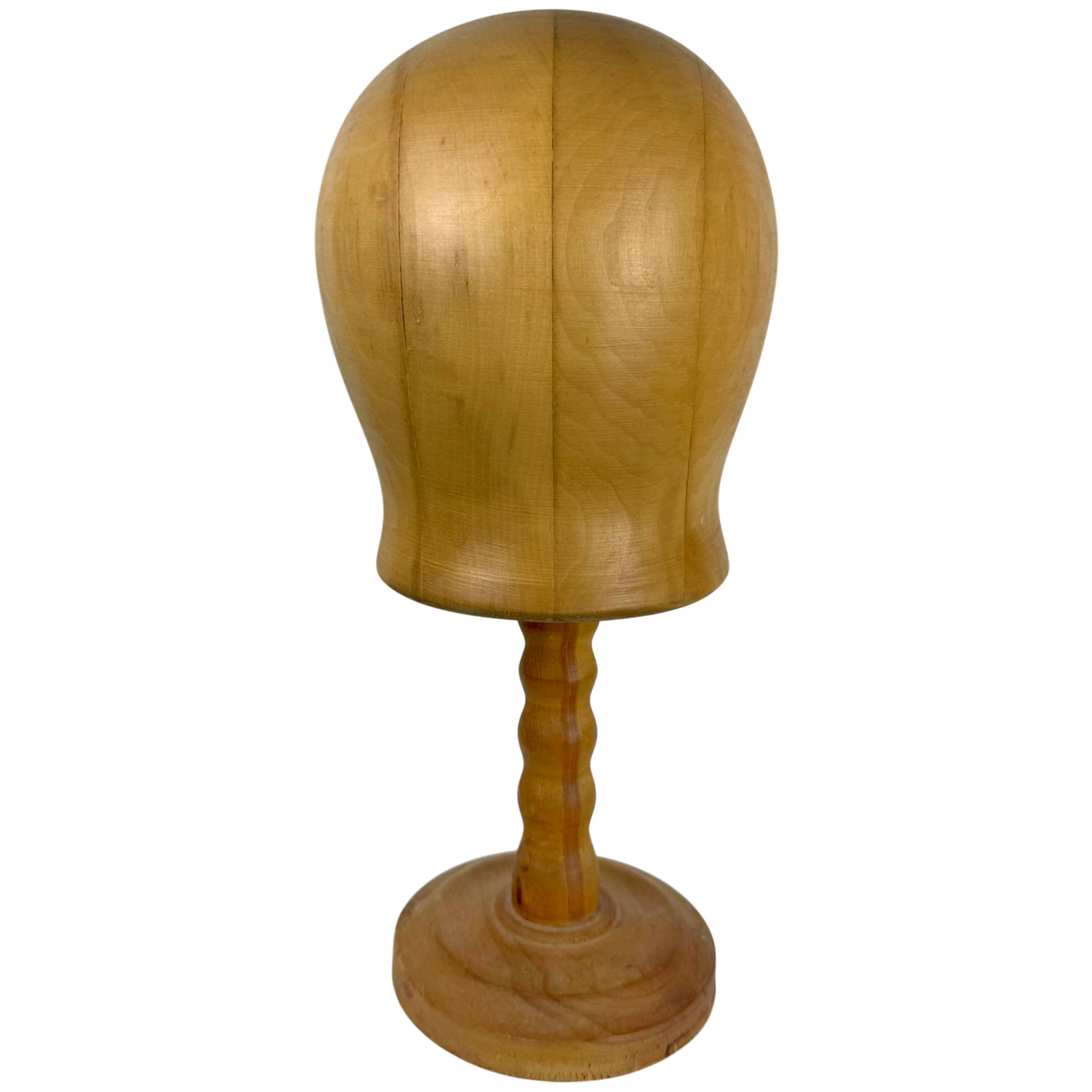 Vintage wooden millinery hat block on stand size 22