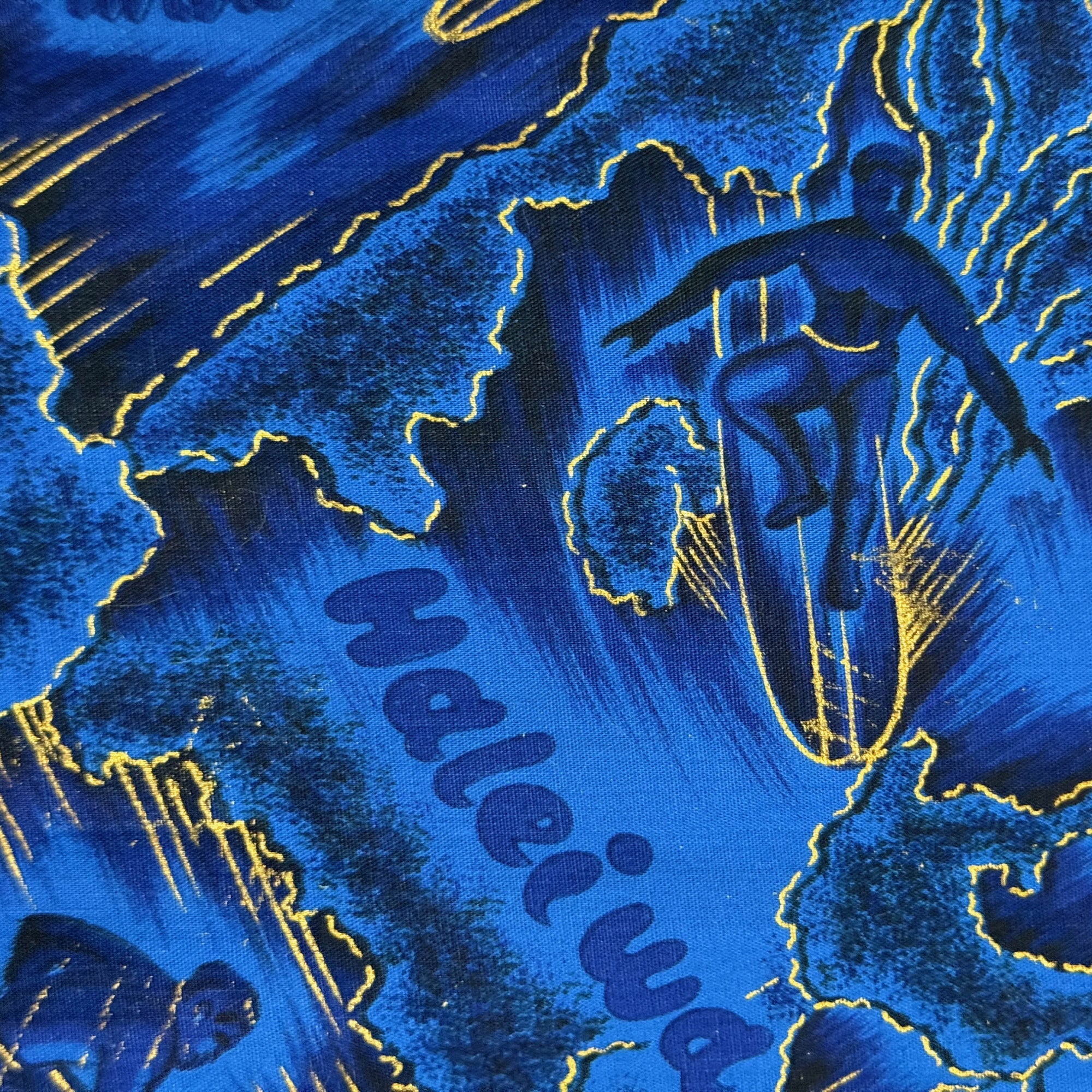haleiwa detail on vintage hawaiian surfing fabric