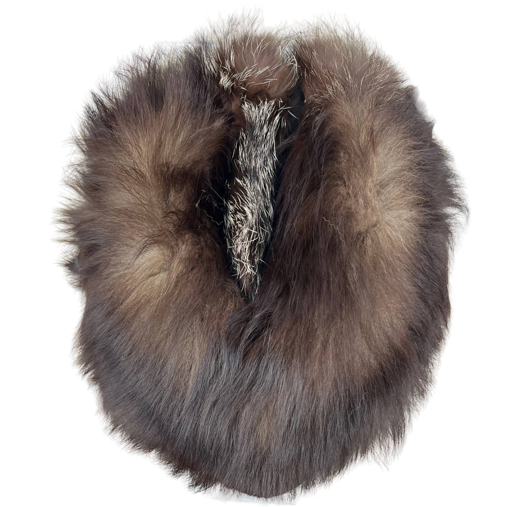 1940s Vintage Fur Muff Heart Shaped Silver Fox w Compartment