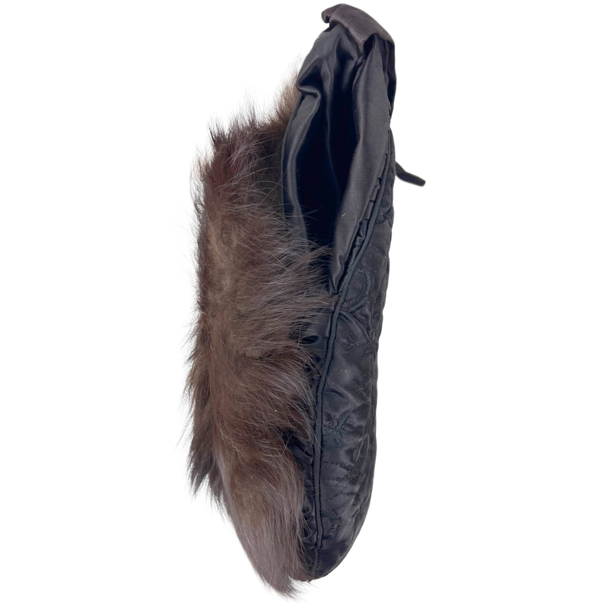 1940s Vintage Fur Muff Heart Shaped Silver Fox w Compartment