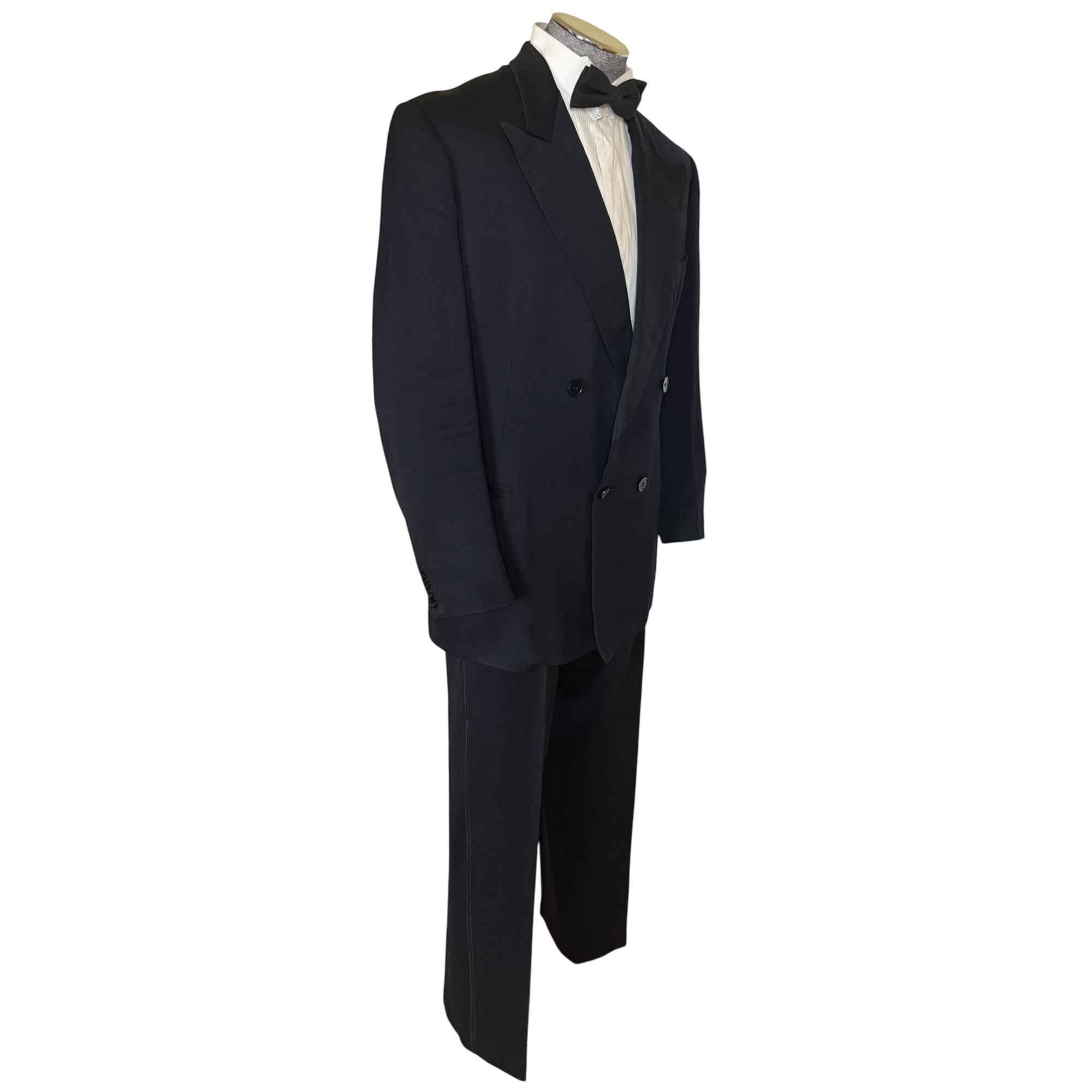Right side view of Hector Powe London bespoke tuxedo 