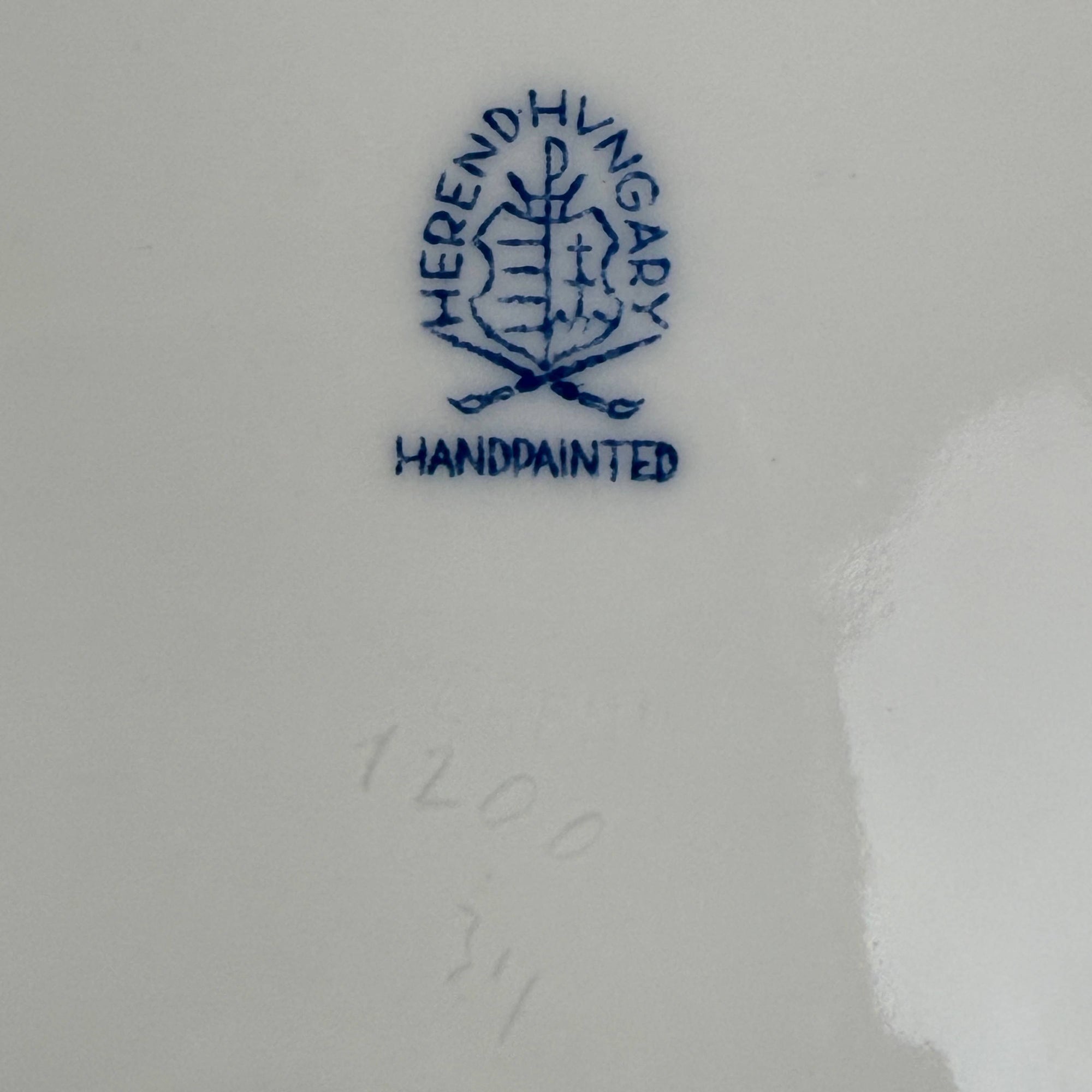 Herend shield mark Handpainted with hand inscribed numbers 1200 311
