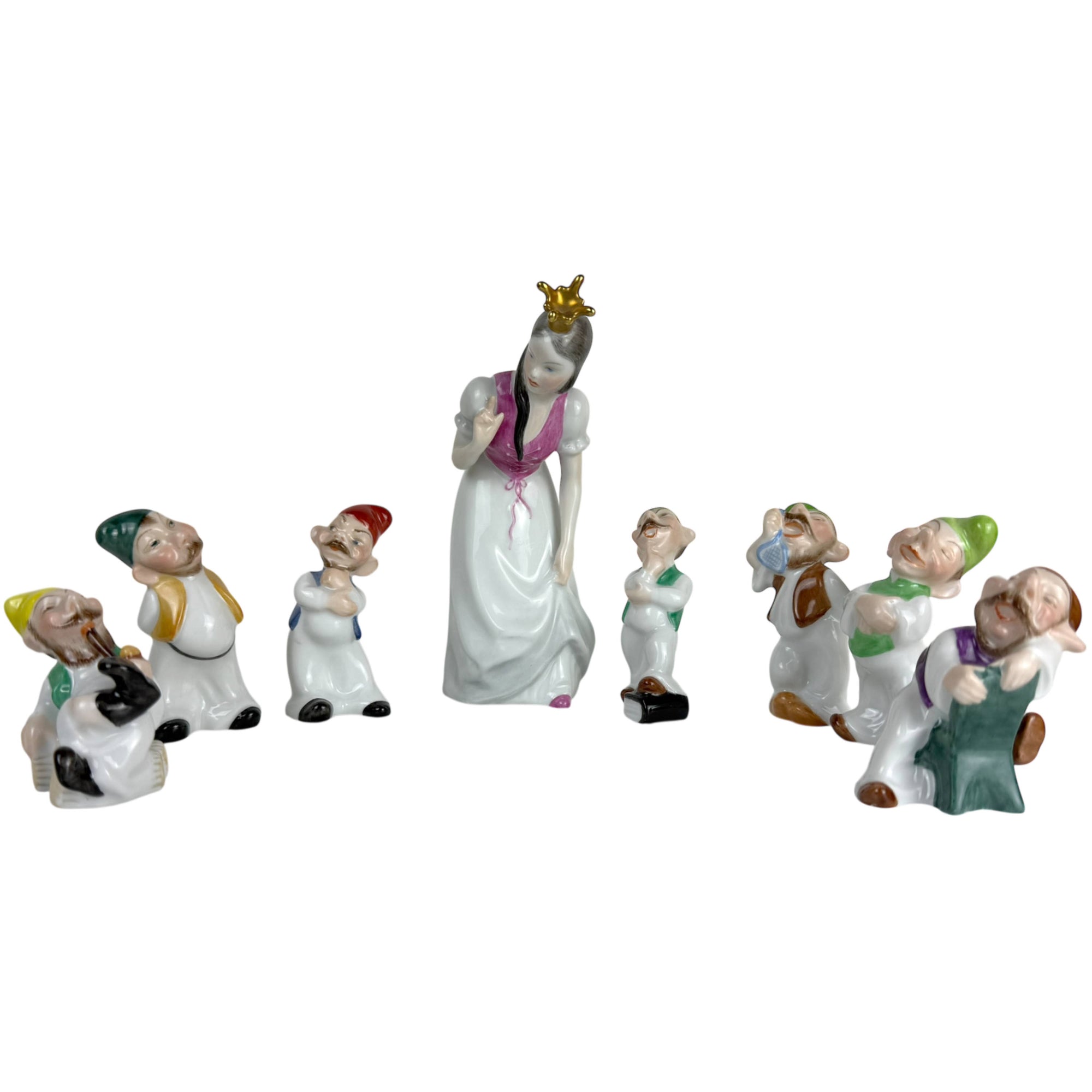 Herend Snow White and Seven Dwarfs porcelain figurine set