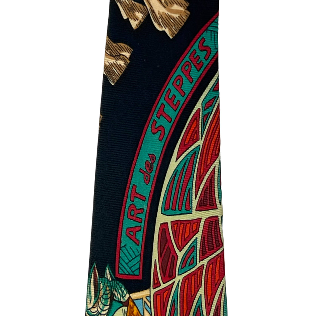 Vintage 1991 Hermes Art Des Steppes Silk Tie Annie Faivre