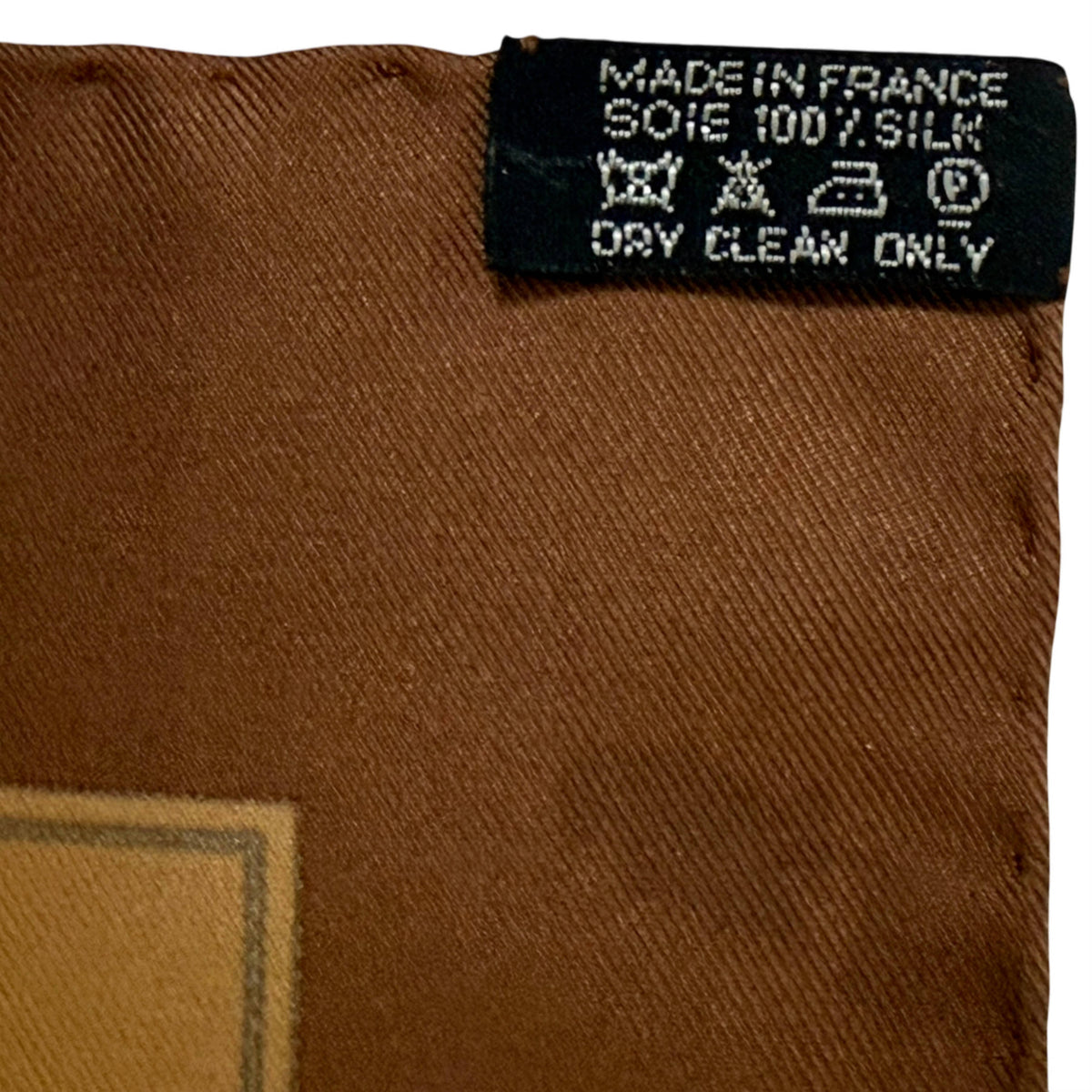 label on Vintage Hermes Silk Scarf Jeu des Omnibus Hugo Grygkar 35”