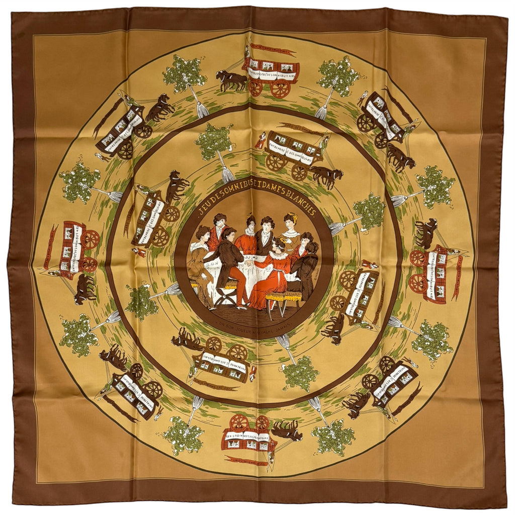 Vintage Hermes Silk Scarf Jeu des Omnibus Hugo Grygkar 35”