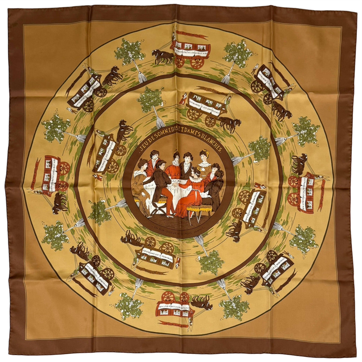 Vintage Hermes Silk Scarf Jeu des Omnibus Hugo Grygkar 35”