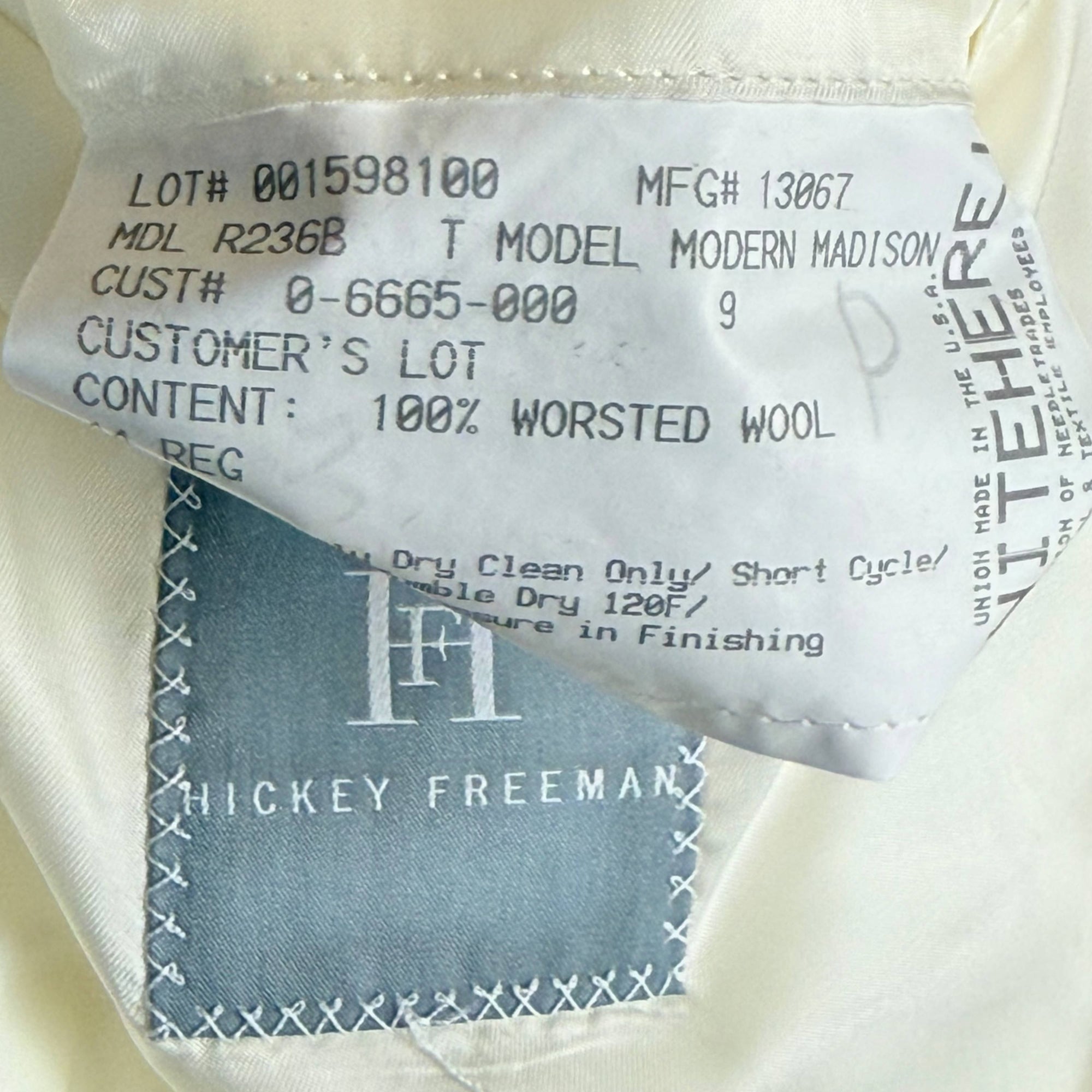 Hickey Freeman Off-White Dinner Jacket Made in USA Size 44 Regular