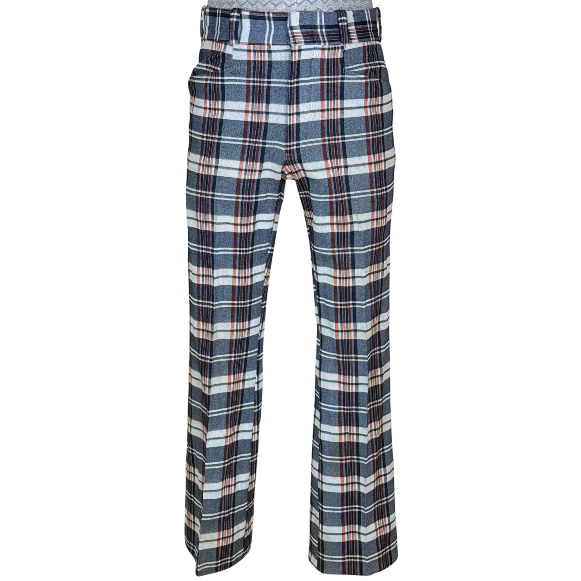 Early 1970s Plaid Pants by Hickok Polyester Blend 32” Waist