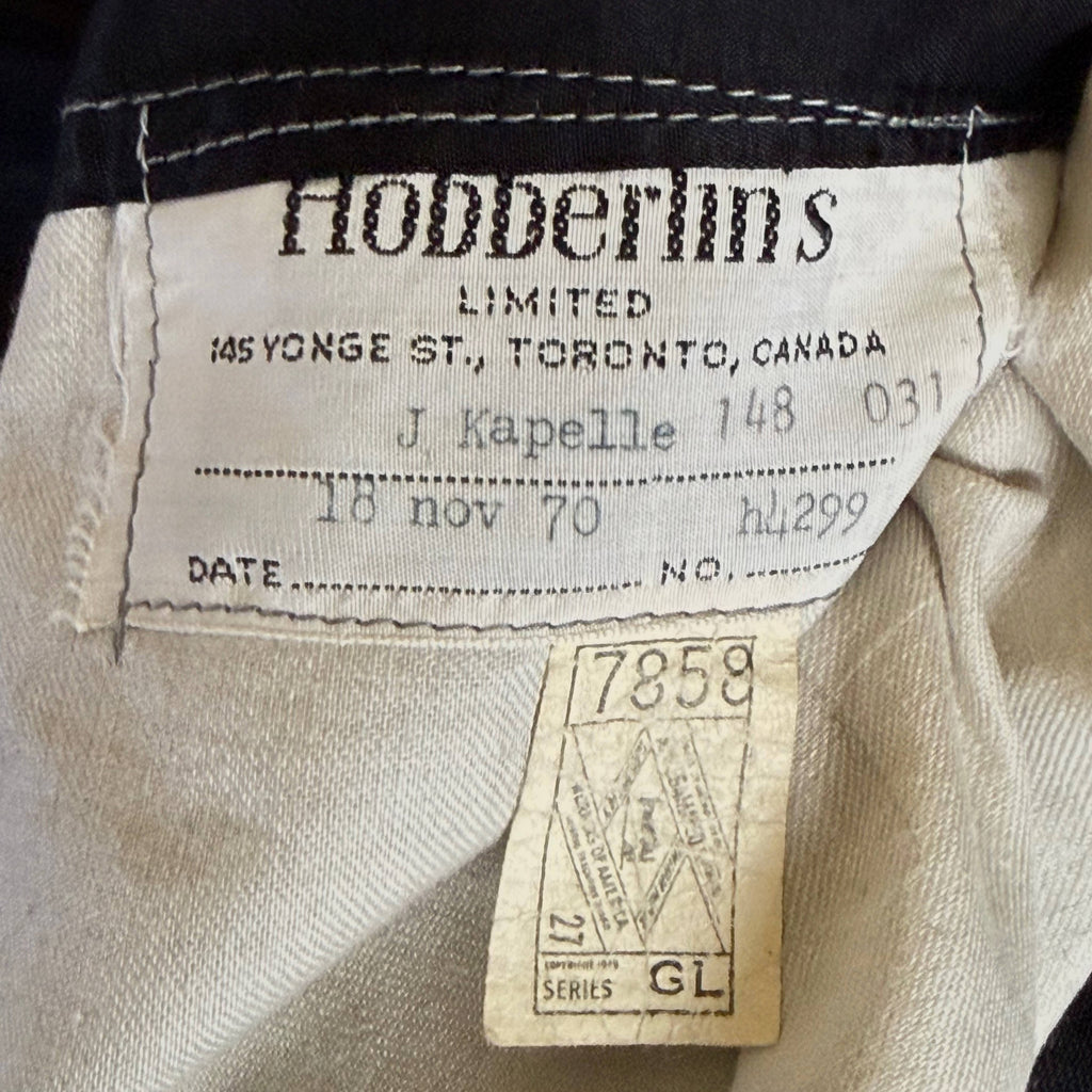 Hobberlin Toronto tailor label dated November 18 1970