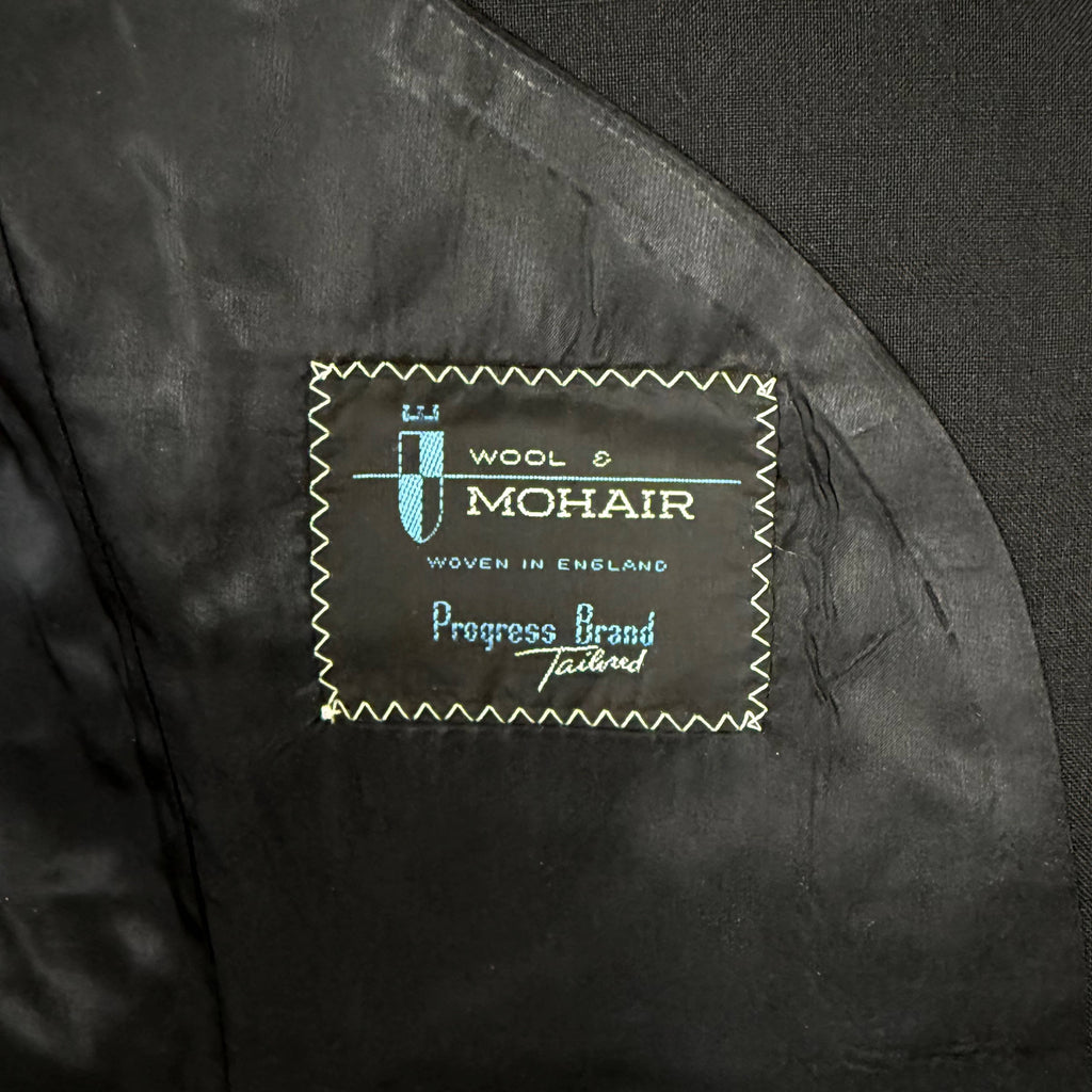 Wool mohair cloth woven in England Progress Brand label
