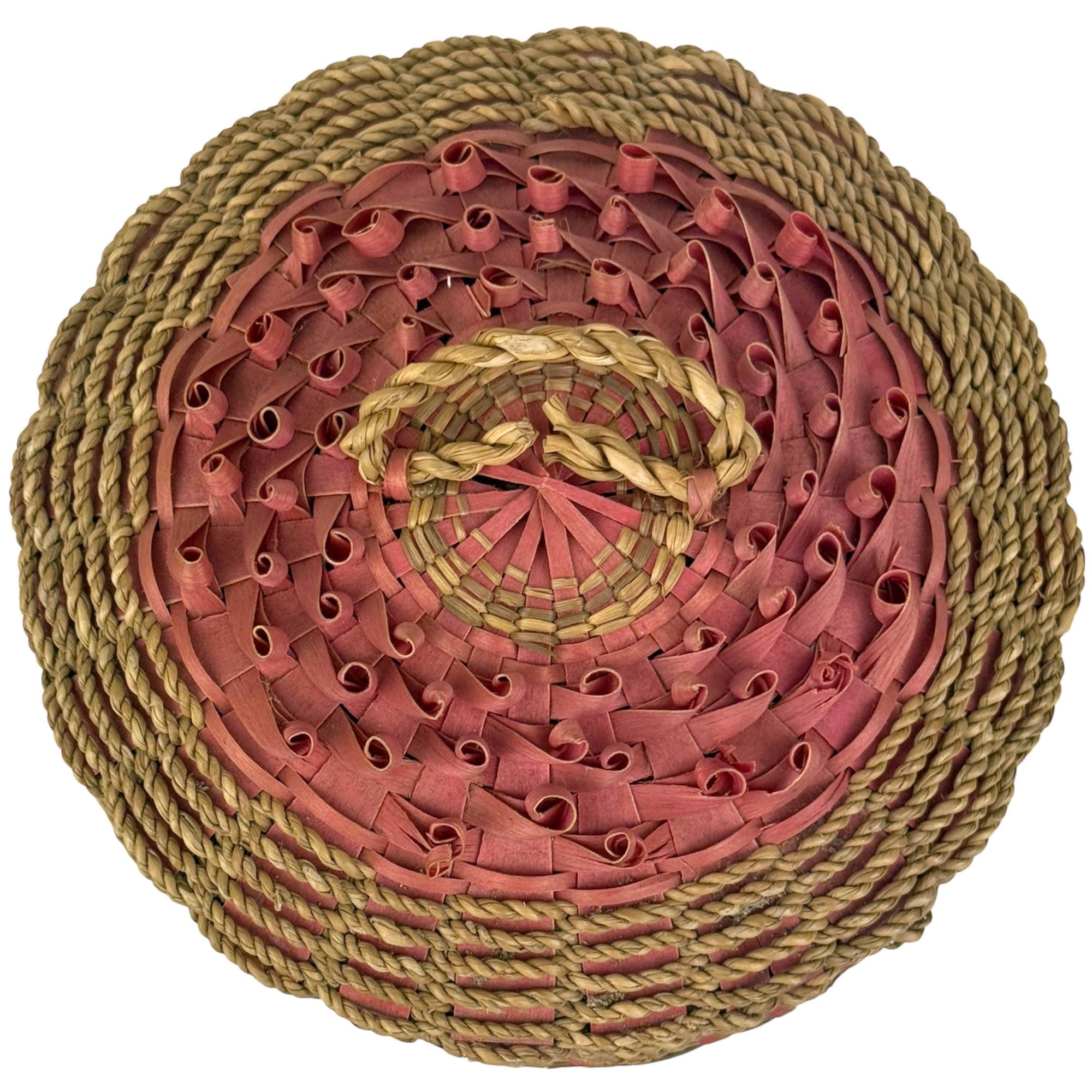 Vintage 1930s Native American Lidded Basket Ash & Sweetgrass Passamaquoddy Penobscot Wabanaki