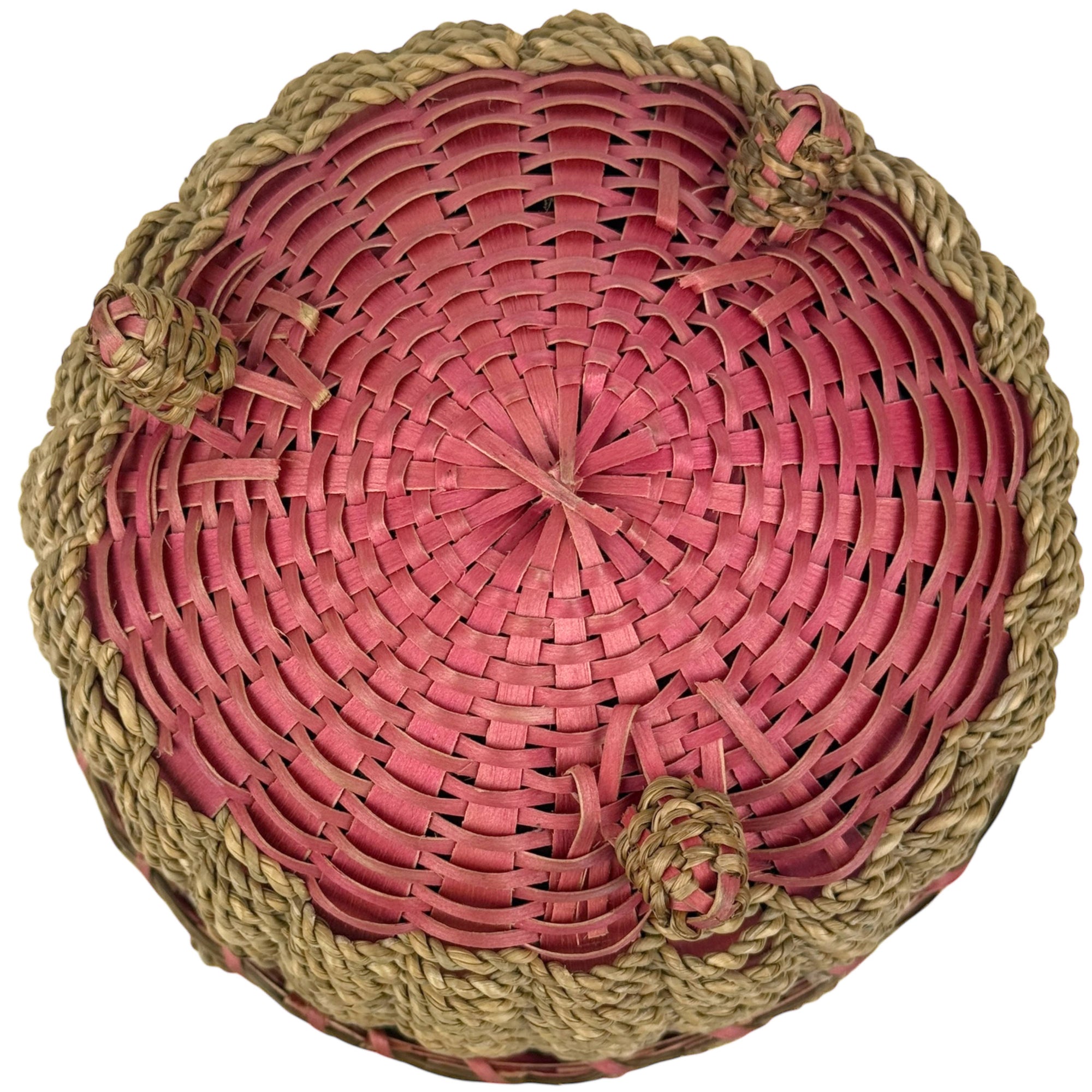 Vintage 1930s Native American Lidded Basket Ash & Sweetgrass Passamaquoddy Penobscot Wabanaki