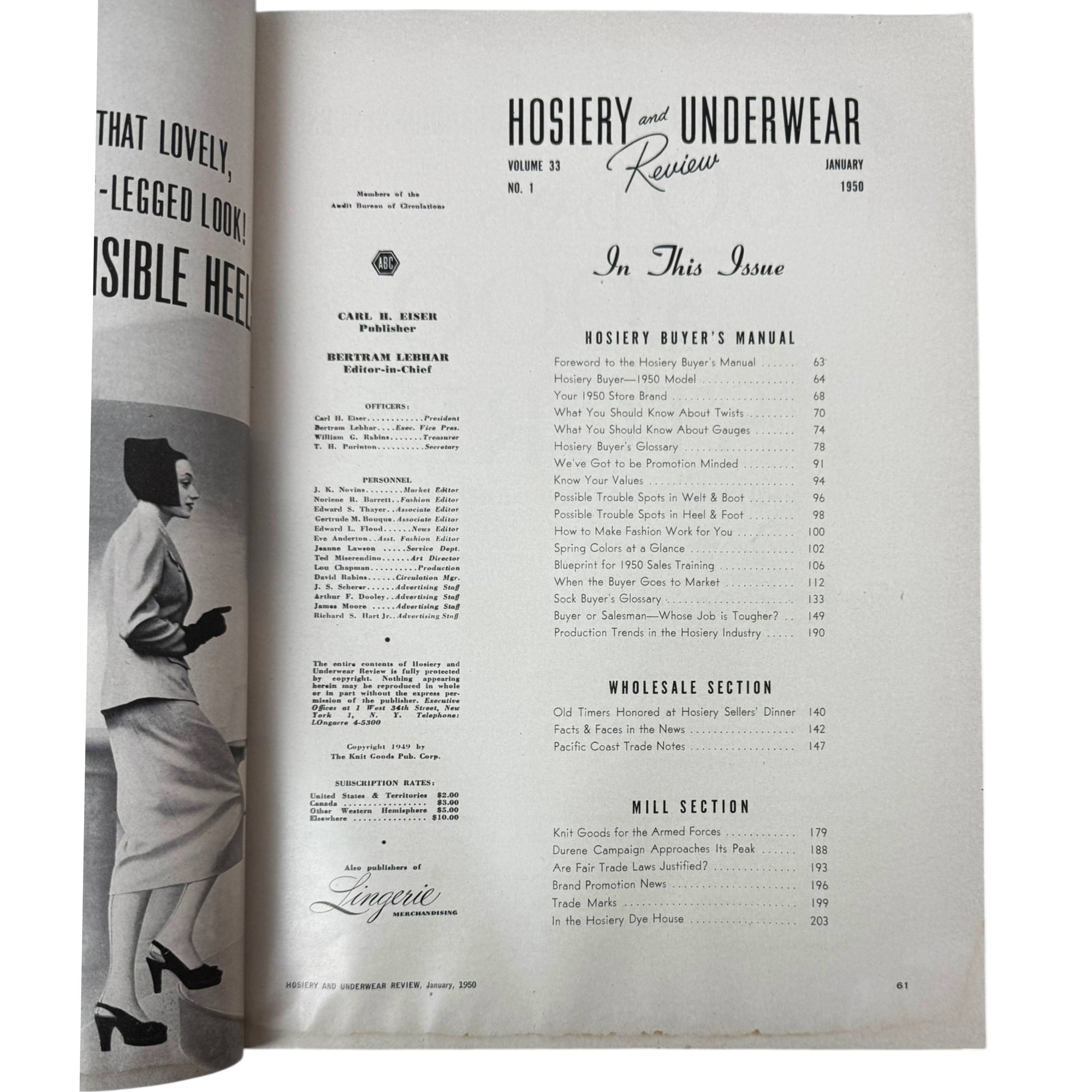 January 1950 Hosiery Buyers Issue, Hosiery and Underwear Review Magazine Nylons Trade Mag