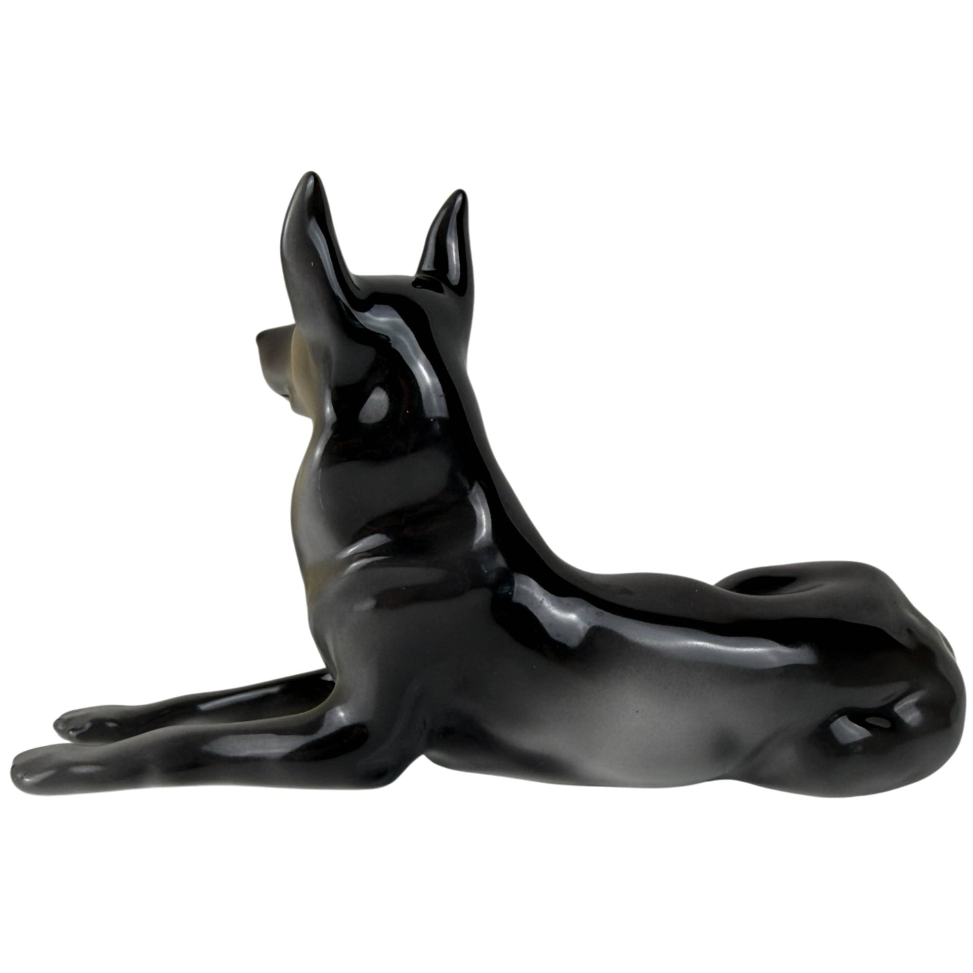 back view of Hollóháza German Shepherd Dog Porcelain Figurine