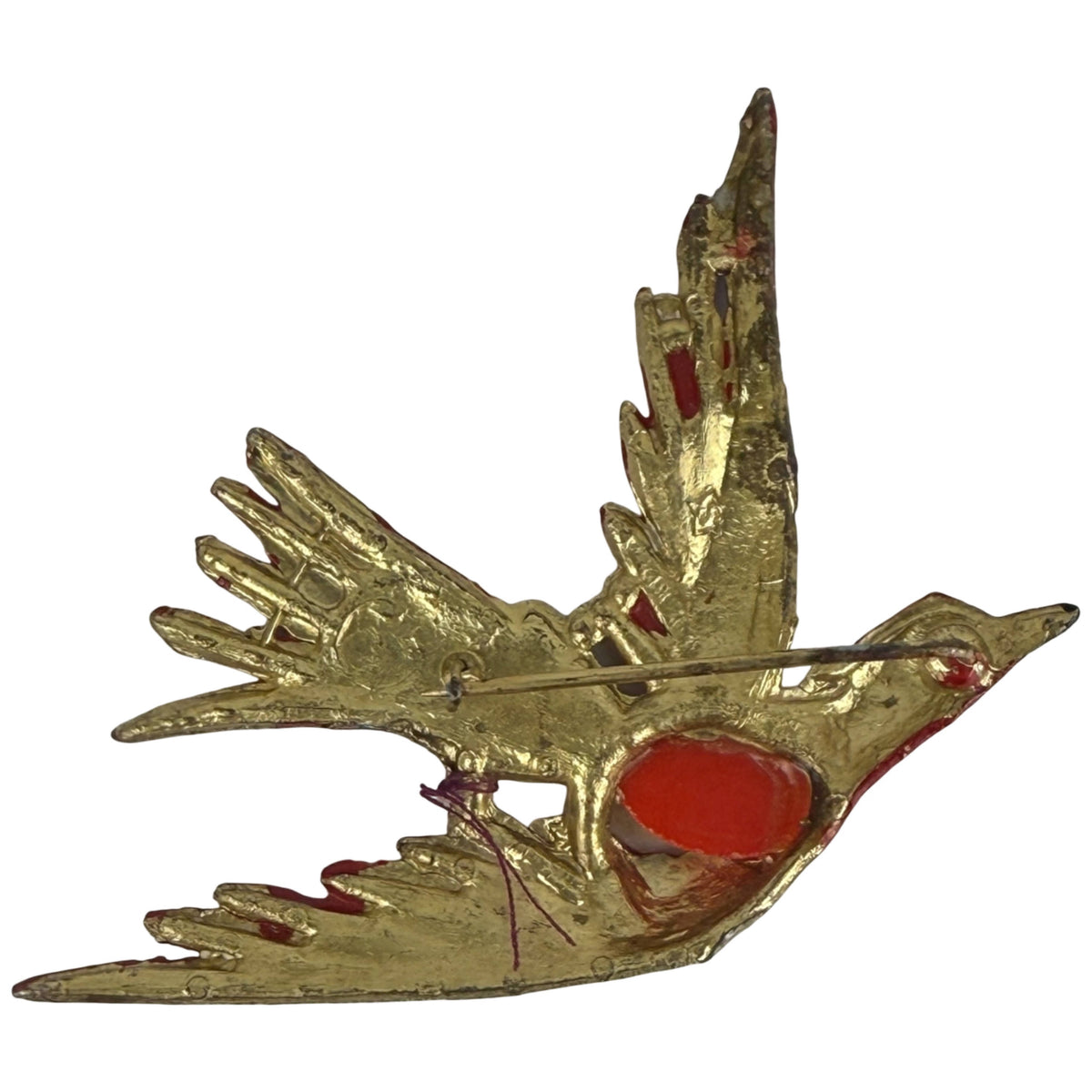 Reverse of 1940s bird brooch with pin and S-in-star mark