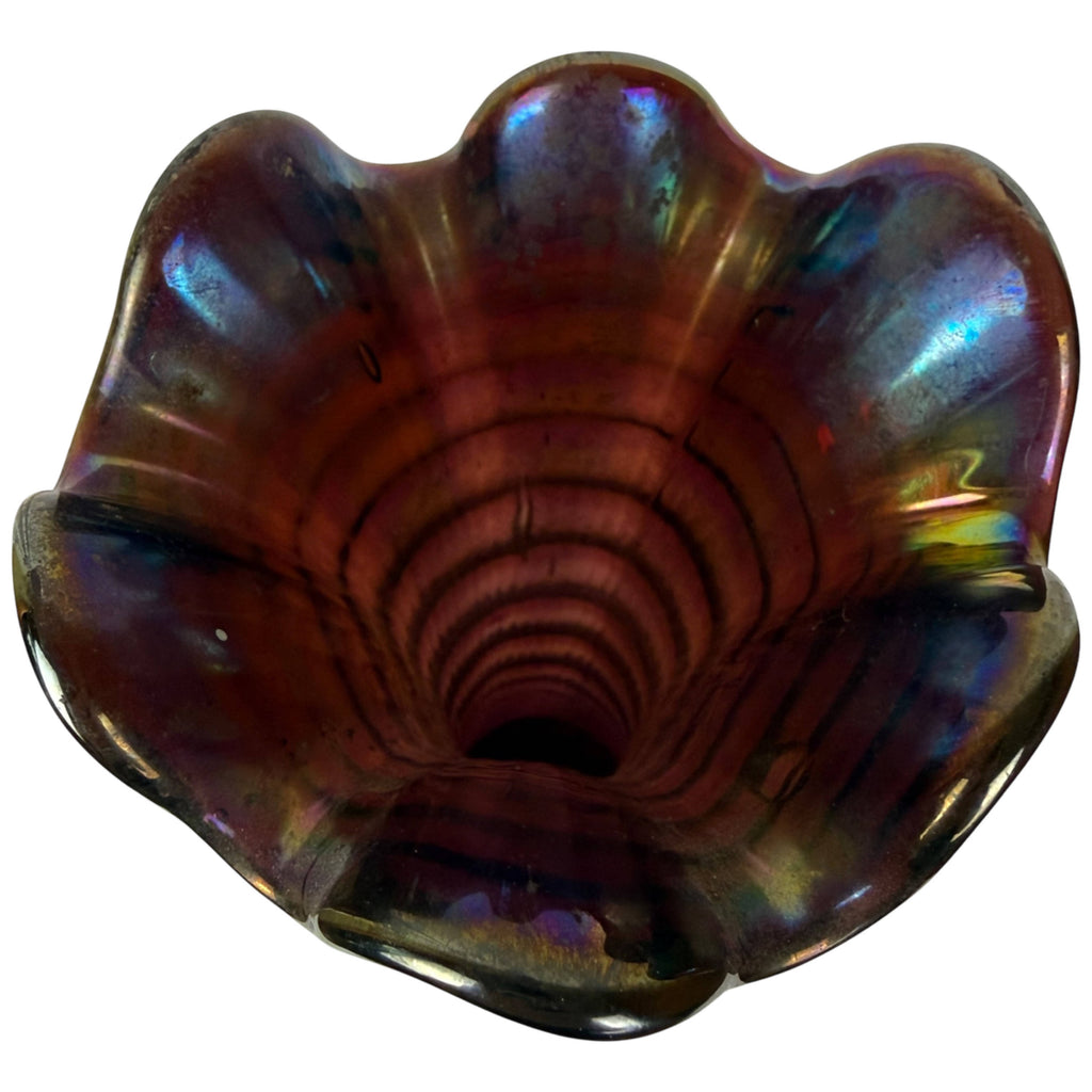 Interior of Imperial Ripple Carnival Glass vase