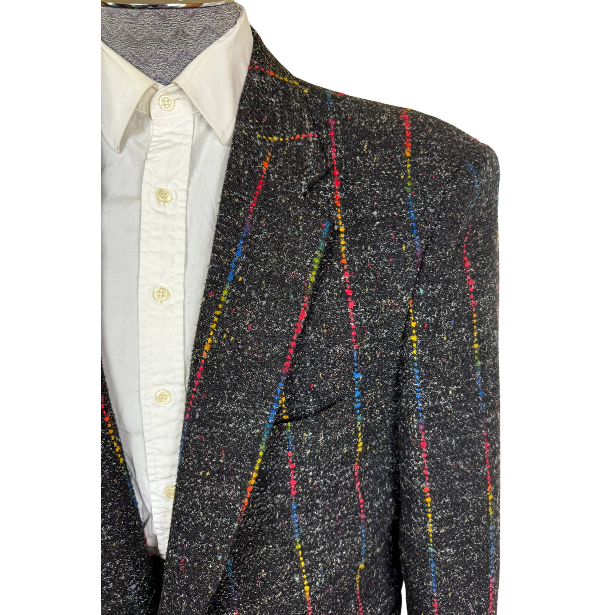 Vintage 1980s Men’s Jacket Boxy Fit w Padded Shoulders Sz L