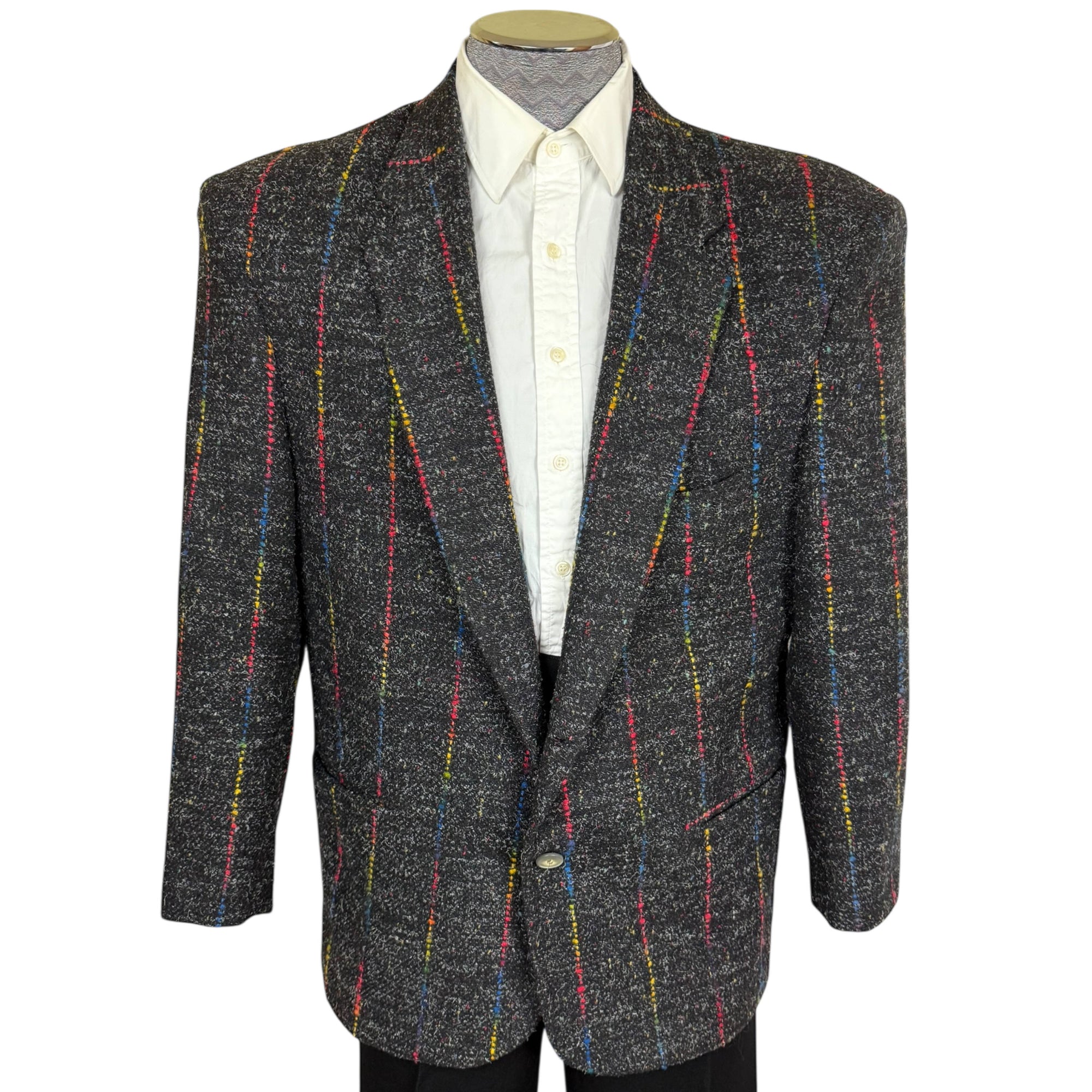 Vintage 1980s Men’s Jacket Boxy Fit w Padded Shoulders Sz L