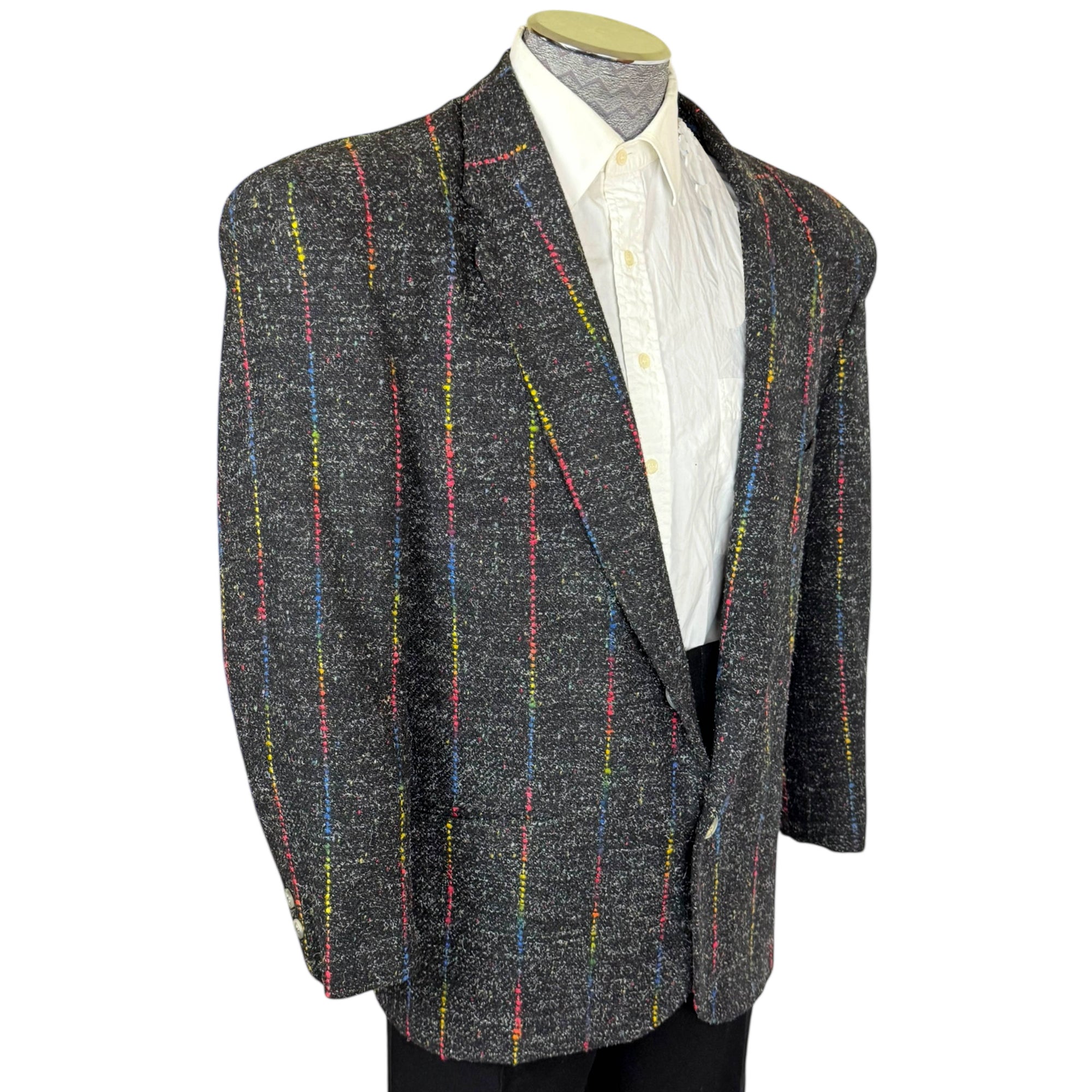 Vintage 1980s Men’s Jacket Boxy Fit w Padded Shoulders Sz L