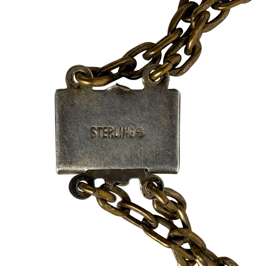 Sterling S marked clasp on antique 1920s glass bead necklace