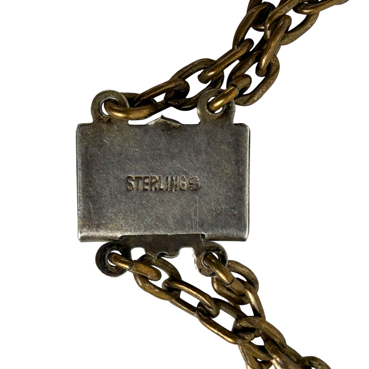 Sterling S marked clasp on antique 1920s glass bead necklace