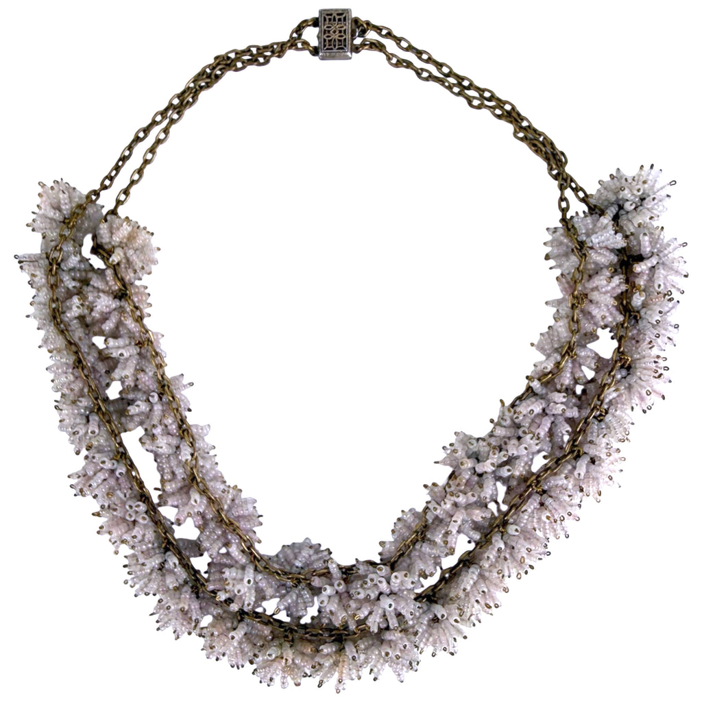  Antique 1920s pale lavender glass beaded choker necklace