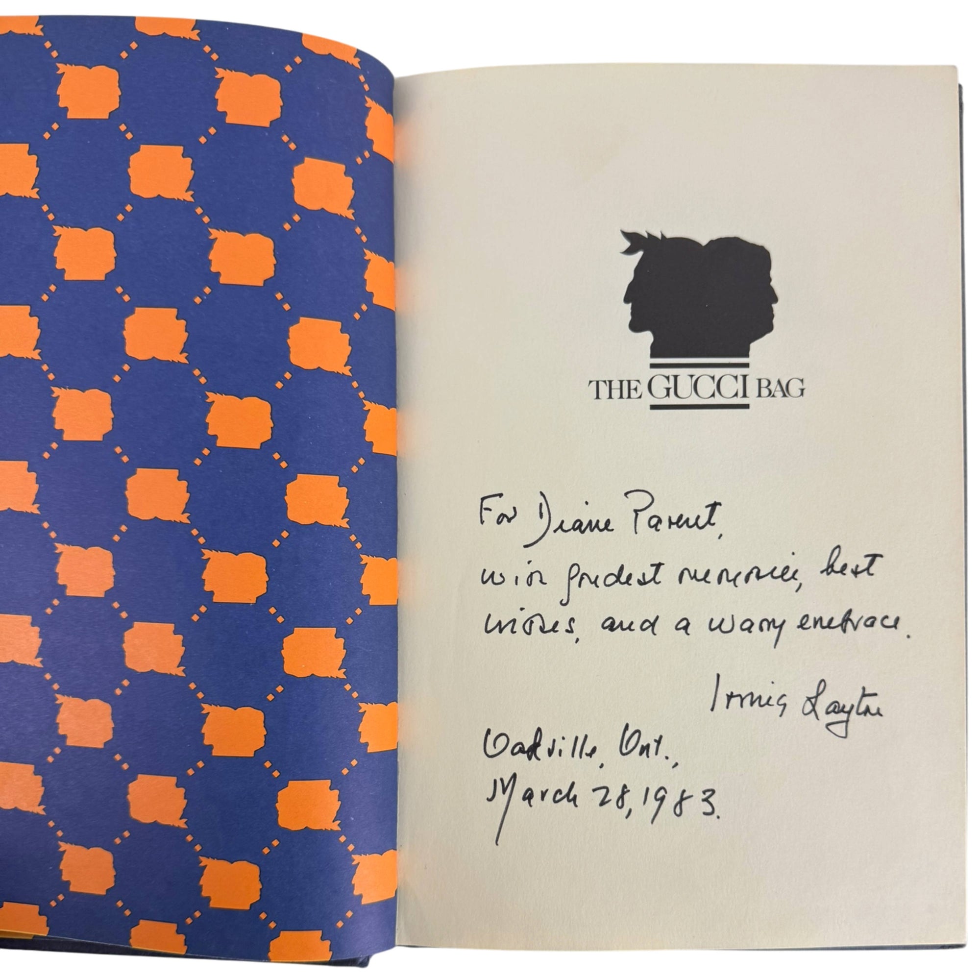 Irving Layton poetry book The Gucci Bag signed and inscribed