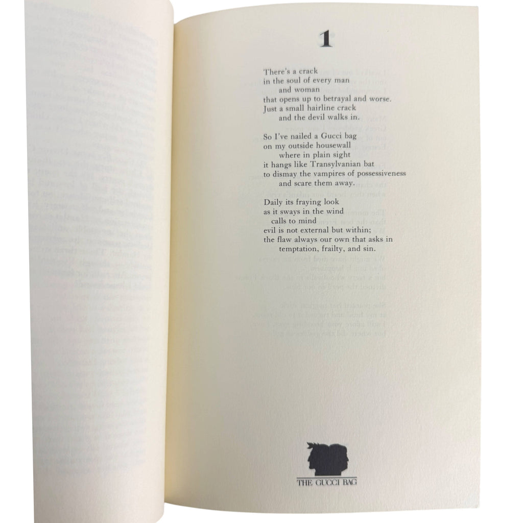 the first page from a poetry book titled The Gucci Bag by Irving Layton
