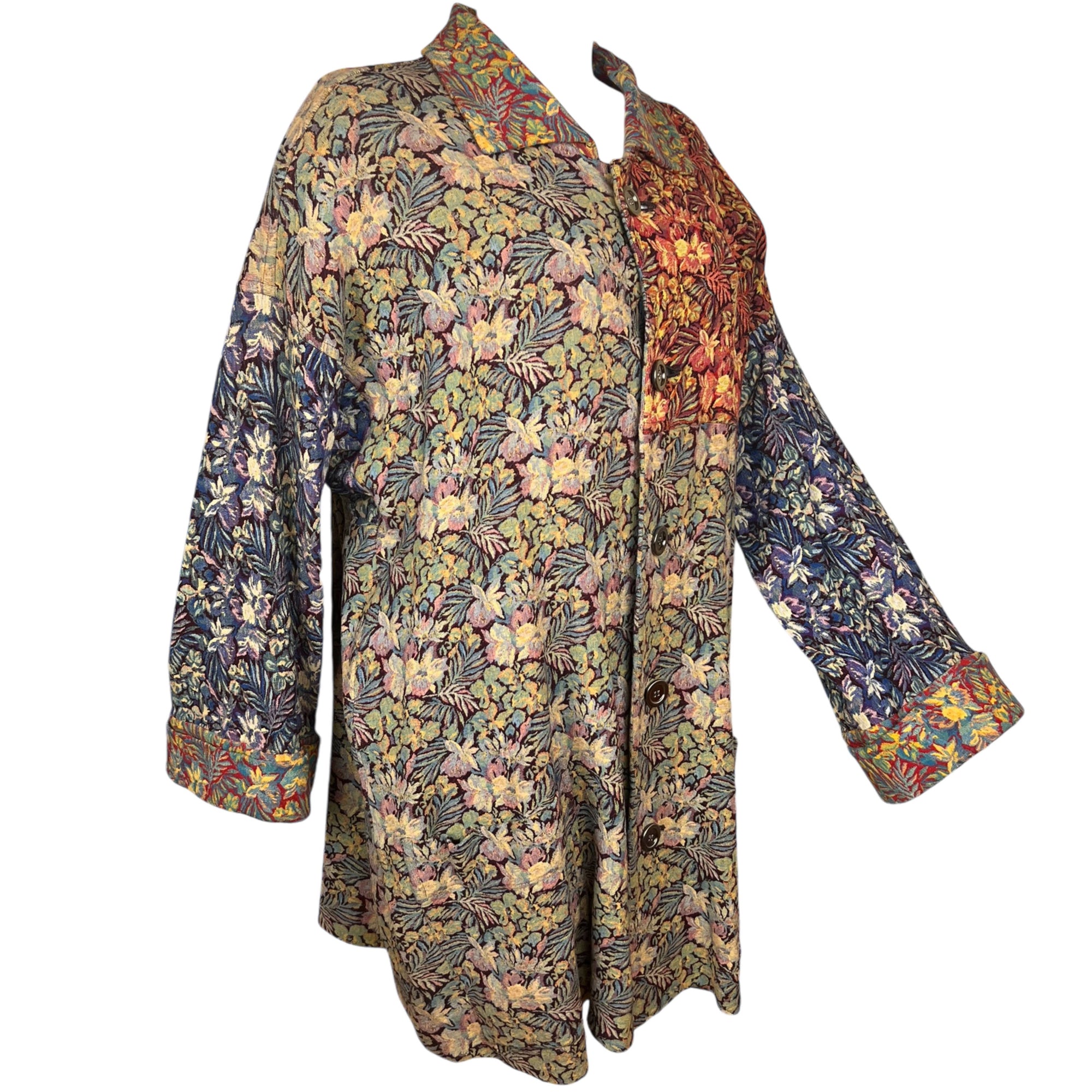 1994 Vintage Issey Miyake Jacket Floral Woven Patchwork Sz M
